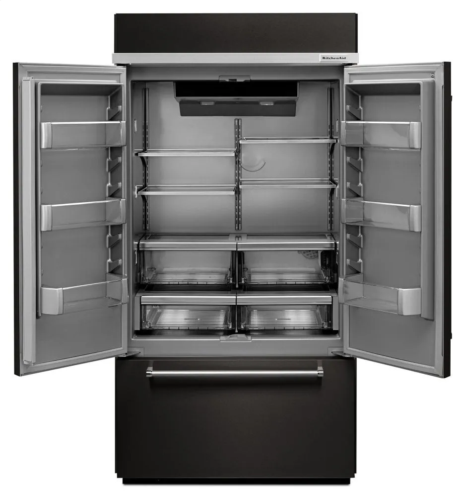 Kitchenaid KBFN506EBS 20.8 Cu. Ft. 36" Width Built In Stainless Steel French Door Refrigerator With Platinum Interior Design - Black Stainless