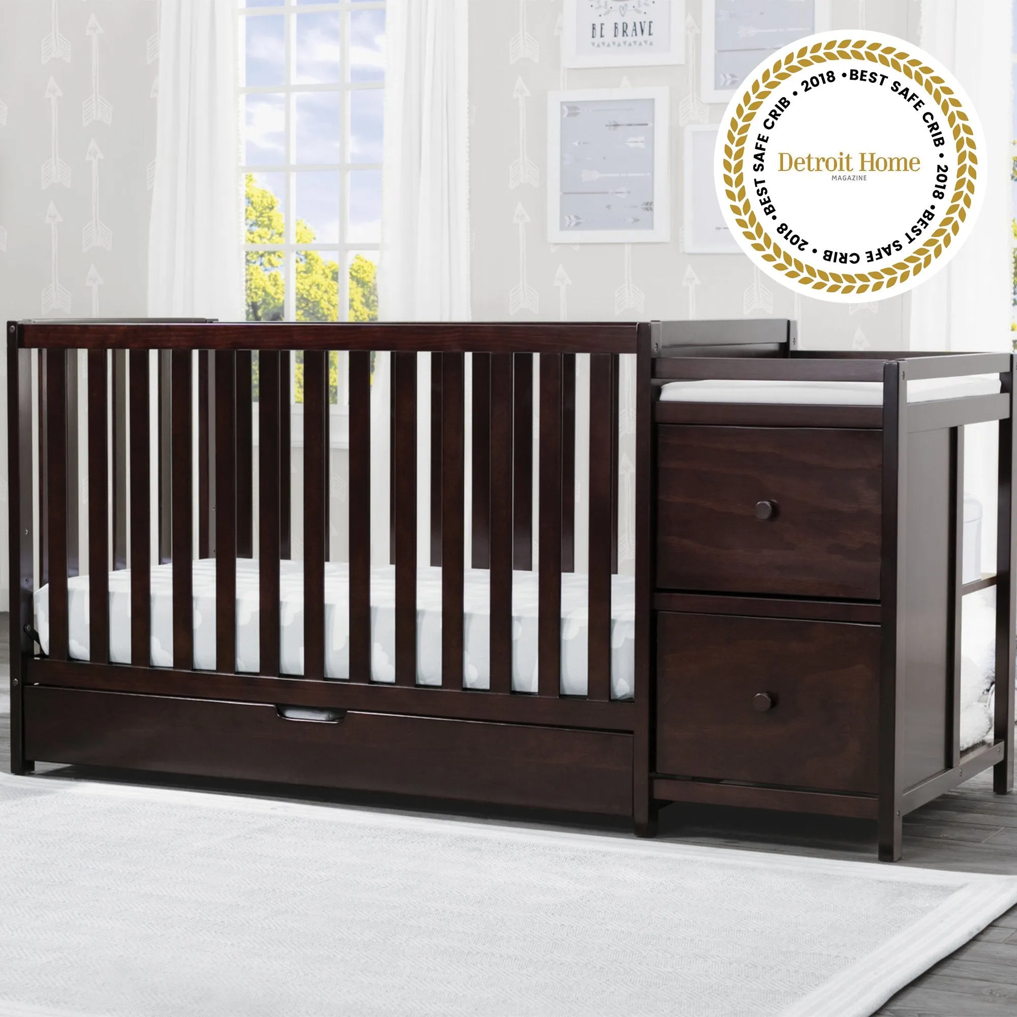 Luna Convertible Crib N Changer with Under Drawer