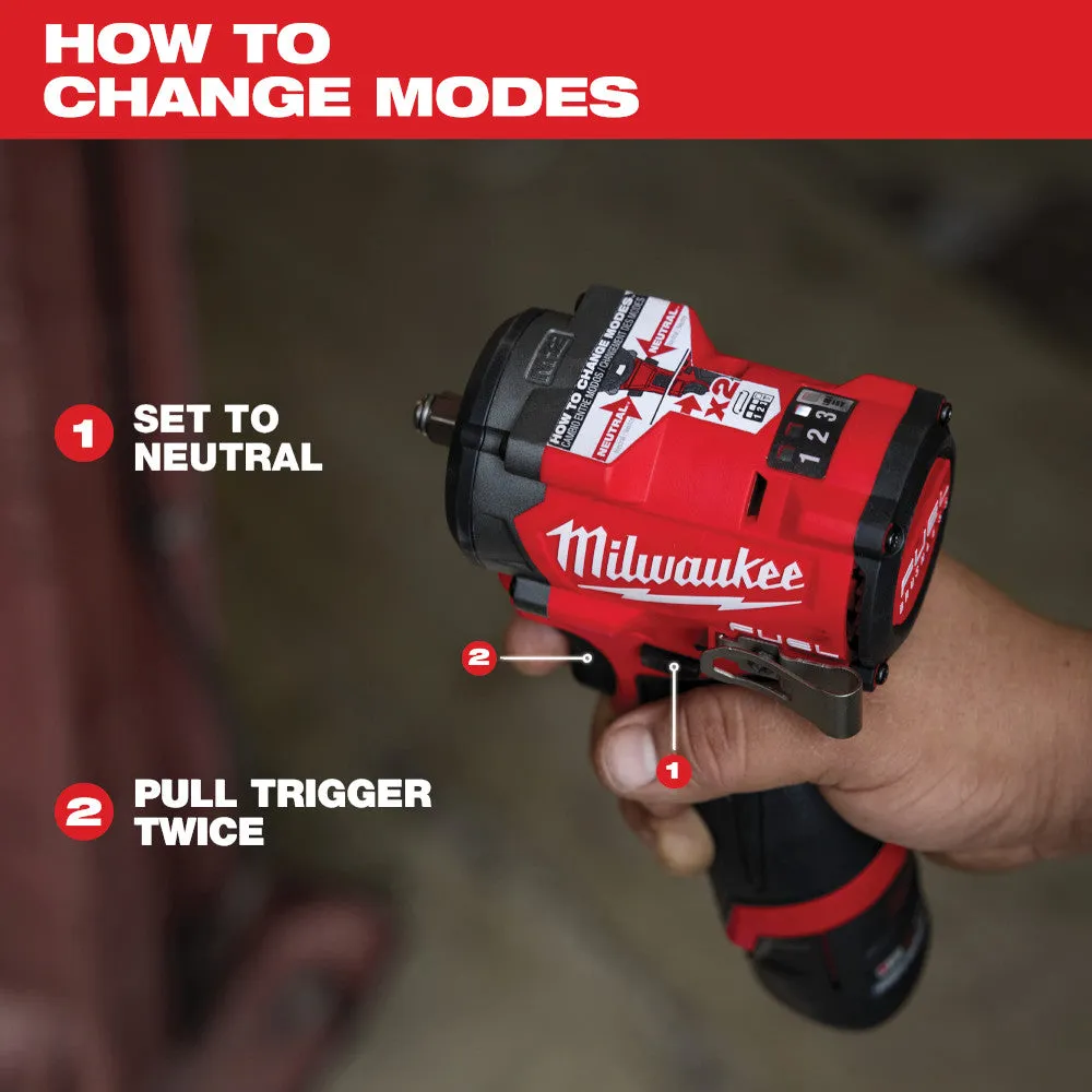 Milwaukee 2563P-20 M12 FUEL 12V 1/2" Impact Wrench w/ Pin Detent - Bare Tool
