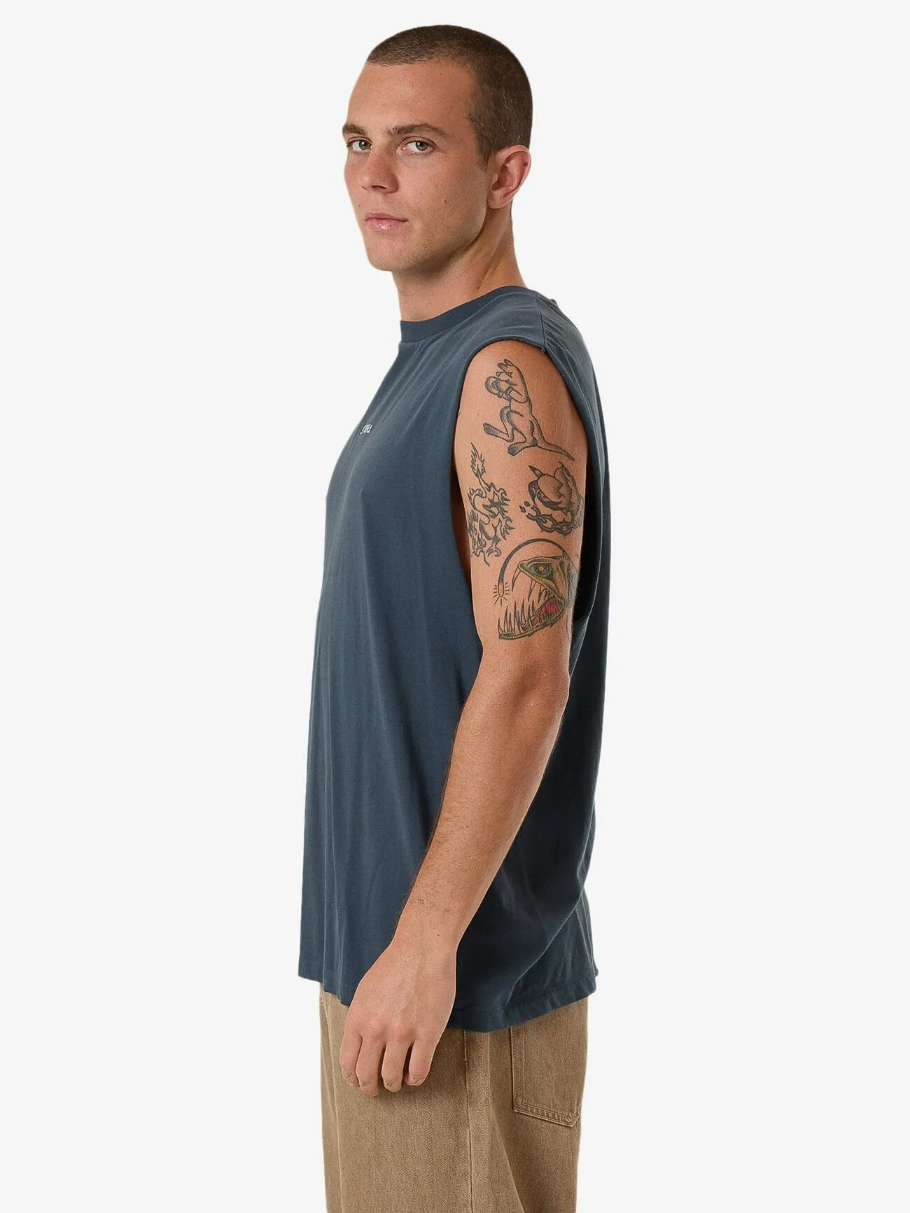 Minimal Thrills Merch Fit Muscle Tee - Dark Slate