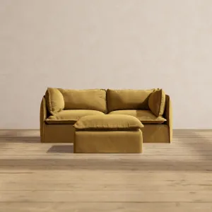 Modular Performance 2-Seater   Ottoman in Toffee | Deluxe Blend
