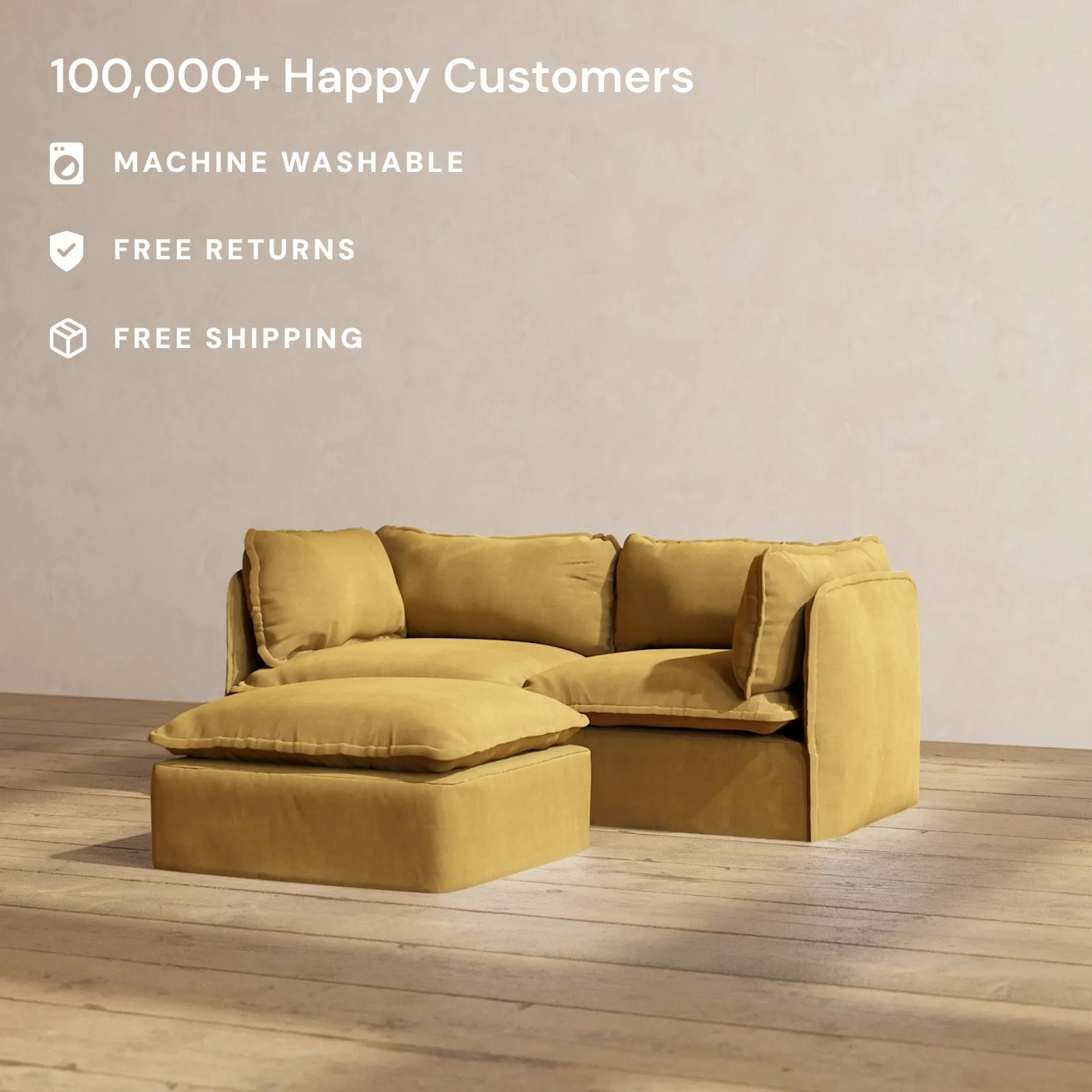 Modular Performance 2-Seater   Ottoman in Toffee | Deluxe Blend
