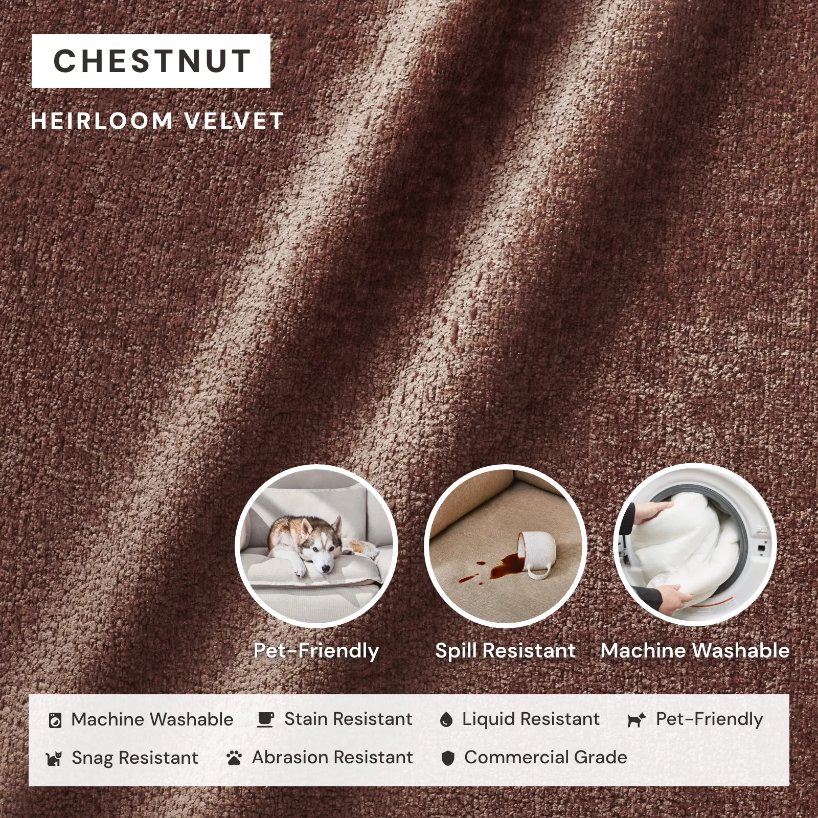 Modular Performance 2-Seater Sectional in Chestnut | Deluxe Blend