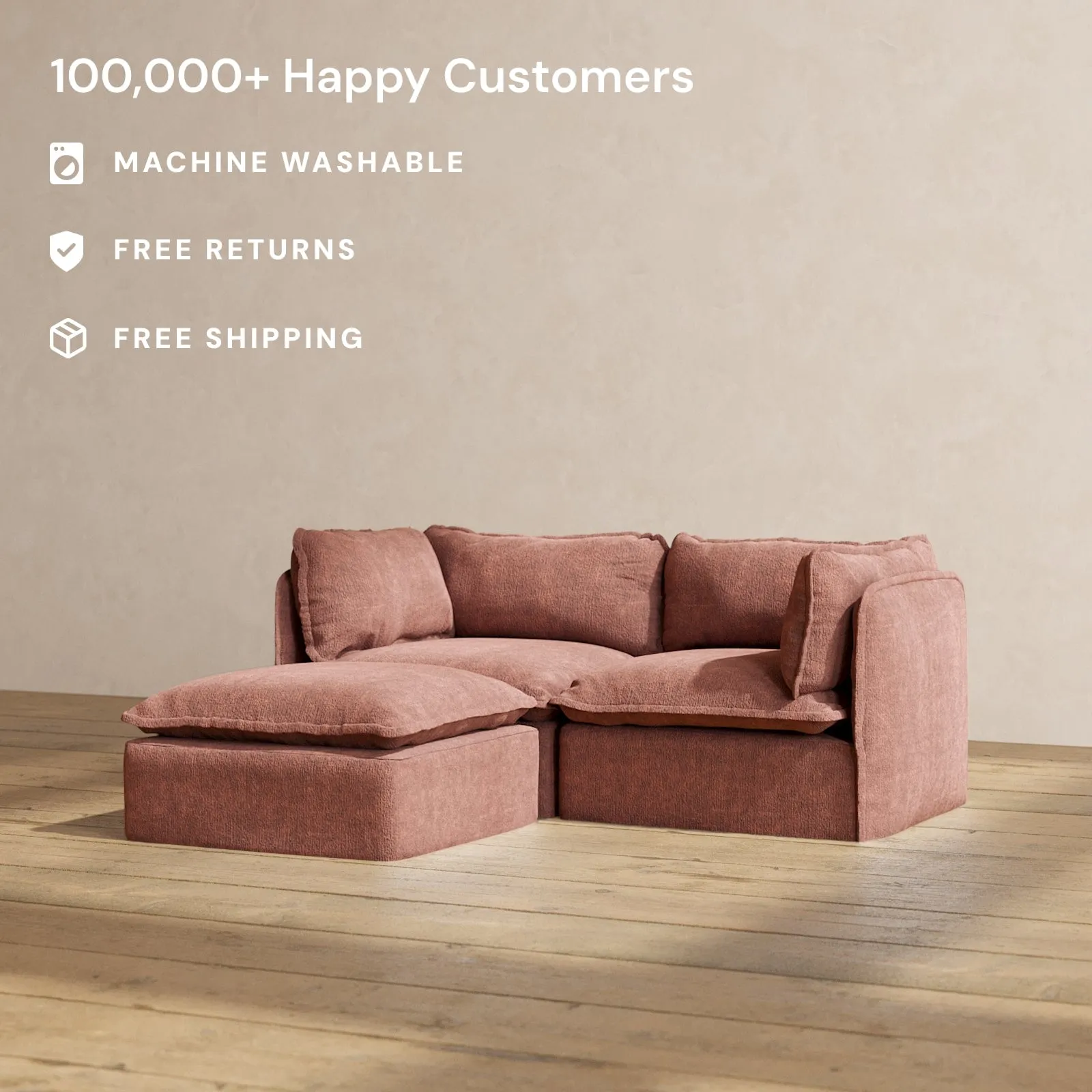 Modular Performance 2-Seater Sectional in Chestnut | Deluxe Blend