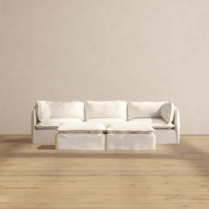 Modular Performance 3-Seater   Bench Ottoman in Mousse | Deluxe Blend