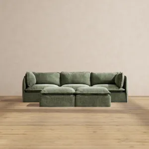 Modular Performance 3-Seater   Bench Ottoman in Willow | Deluxe Blend