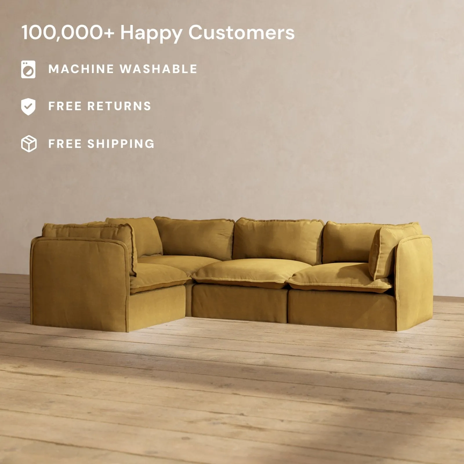 Modular Performance 4-Seater Corner Sectional in Toffee | Deluxe Blend