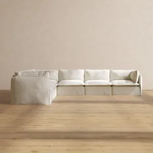 Modular Performance 7-Seater Corner Sectional in Eggshell | Deluxe Blend