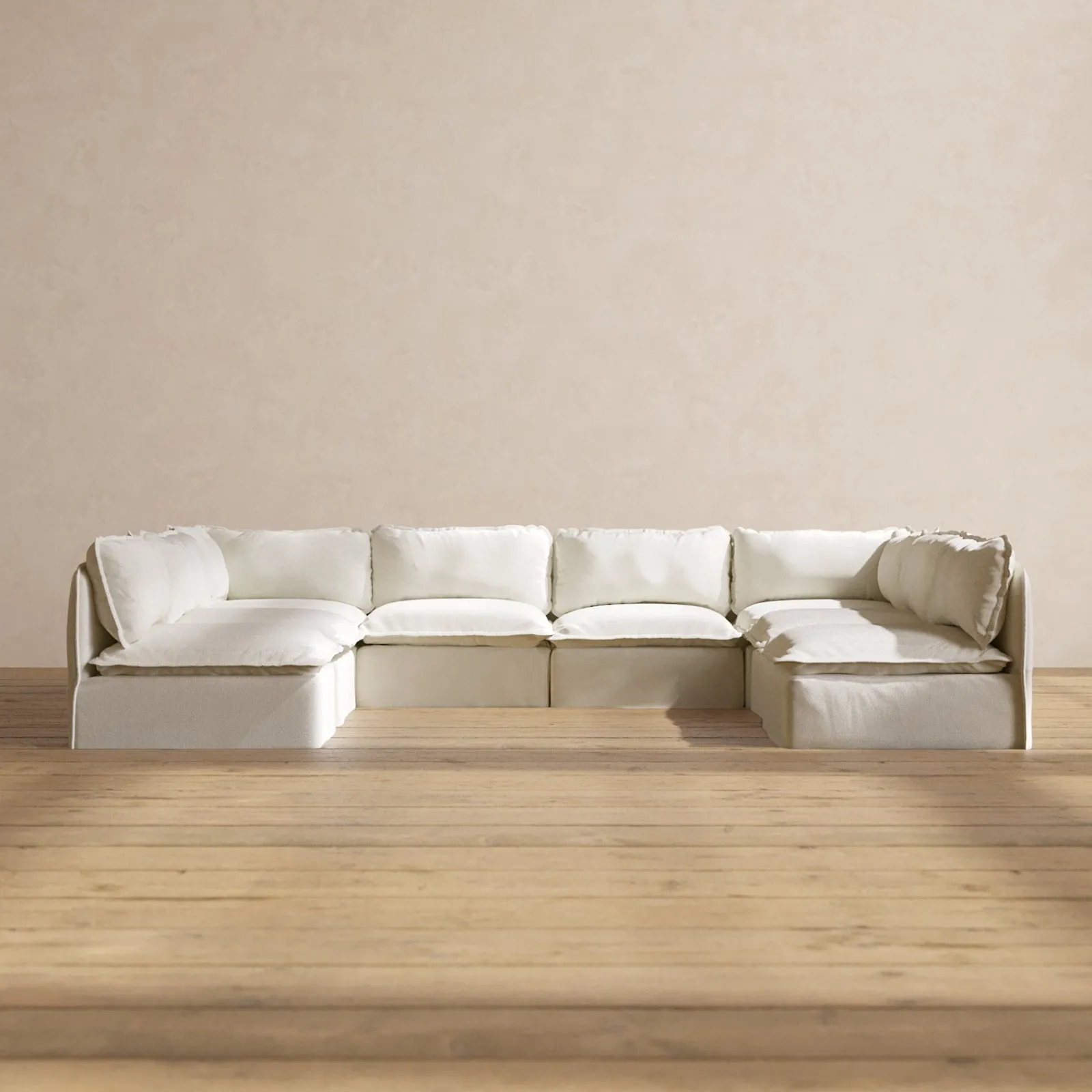 Modular Performance 8-Seater Open-Ends U-Sectional in Eggshell | Relaxed Blend