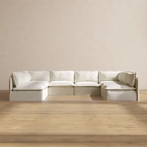 Modular Performance 8-Seater Open-Ends U-Sectional in Eggshell | Relaxed Blend