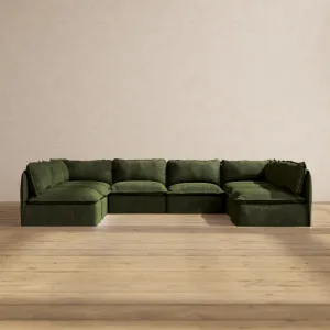 Modular Performance 8-Seater Open-Ends U-Sectional in Olive | Deluxe Blend
