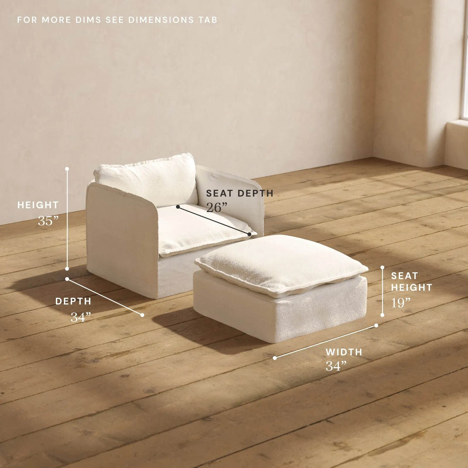 Modular Performance Armchair & Ottoman in Mousse | Deluxe Blend