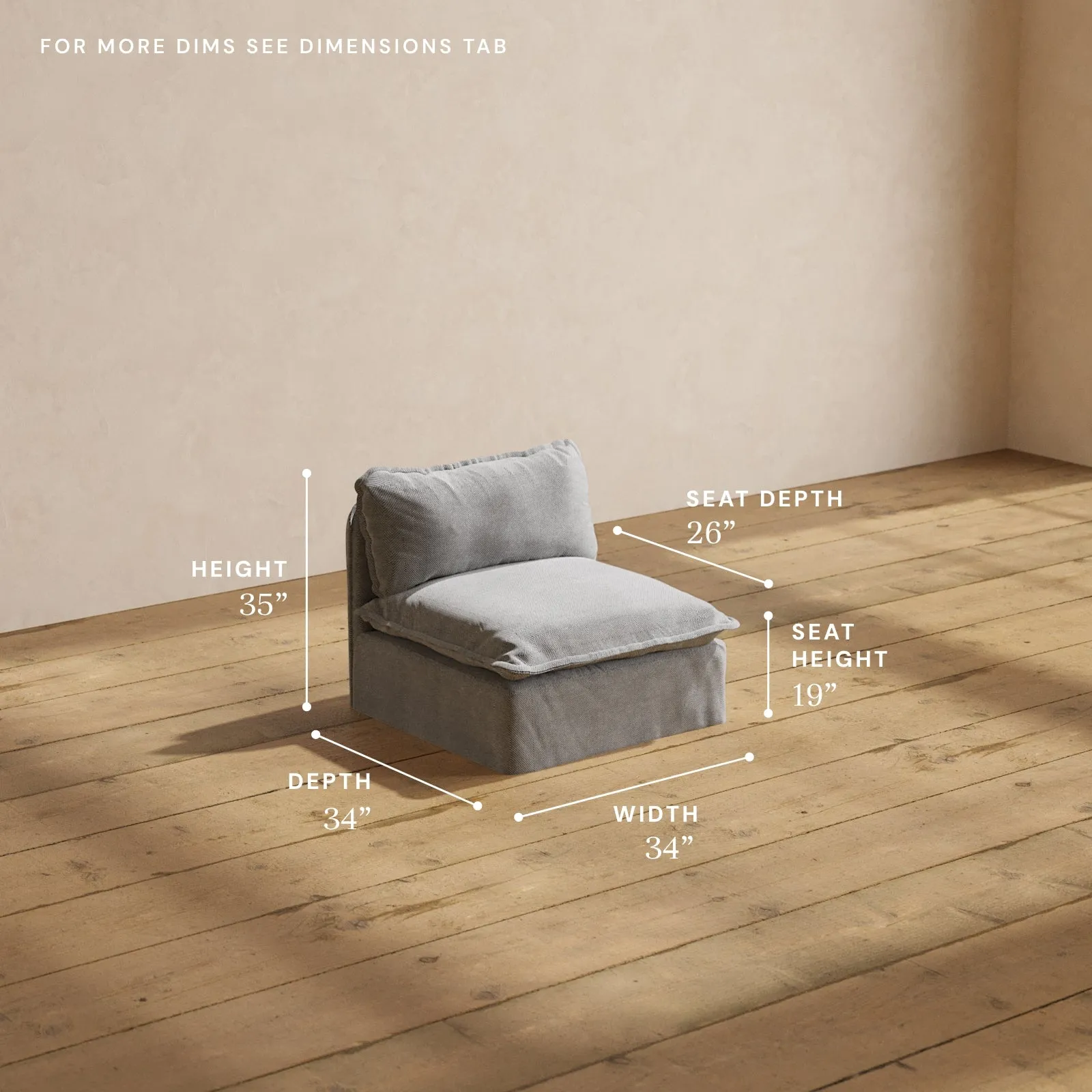 Modular Performance Armless Chair in Ash | Deluxe Blend