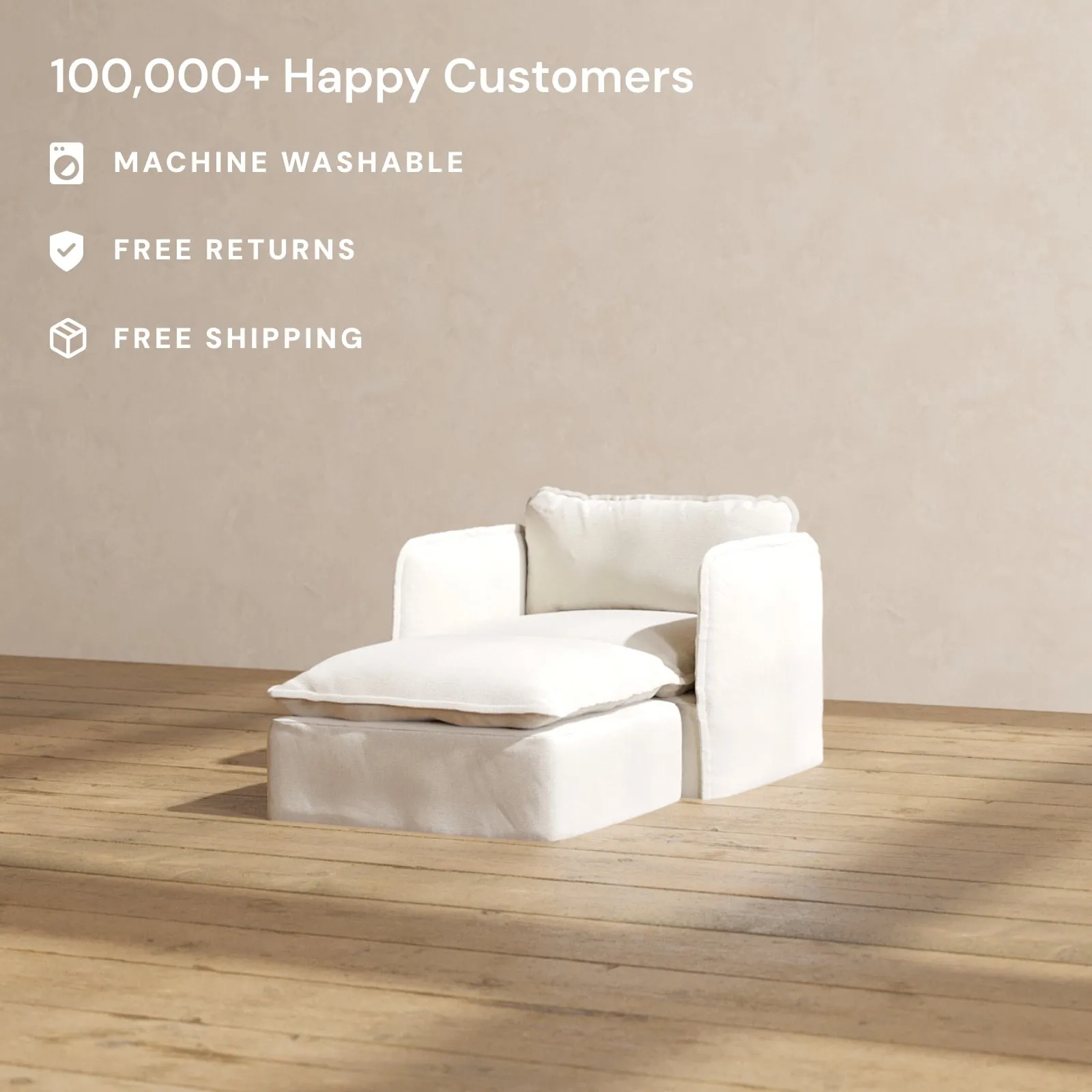 Modular Performance Chaise Armchair in Flour | Deluxe Blend