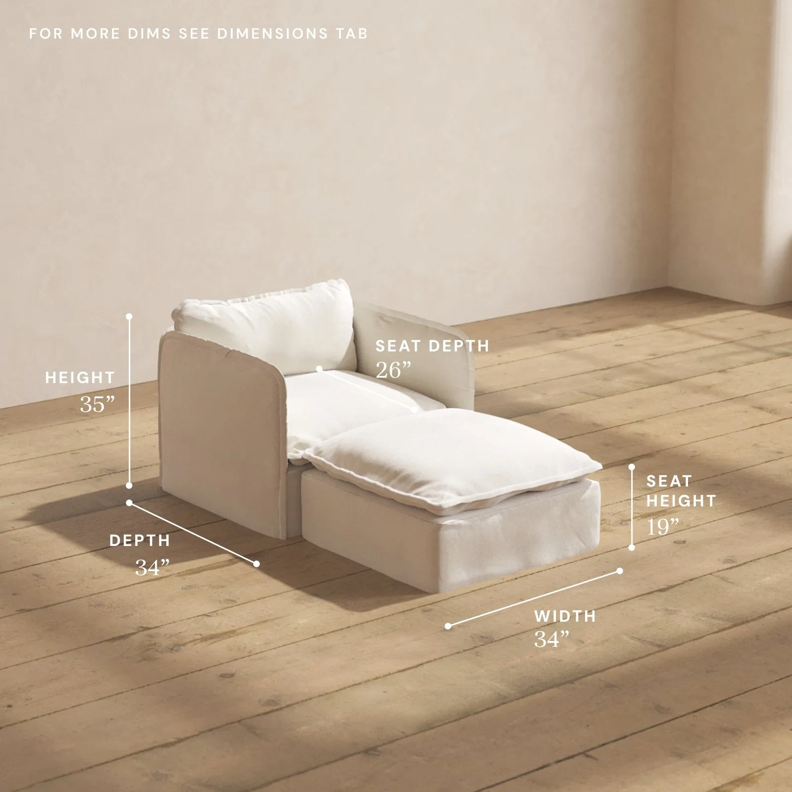 Modular Performance Chaise Armchair in Flour | Deluxe Blend