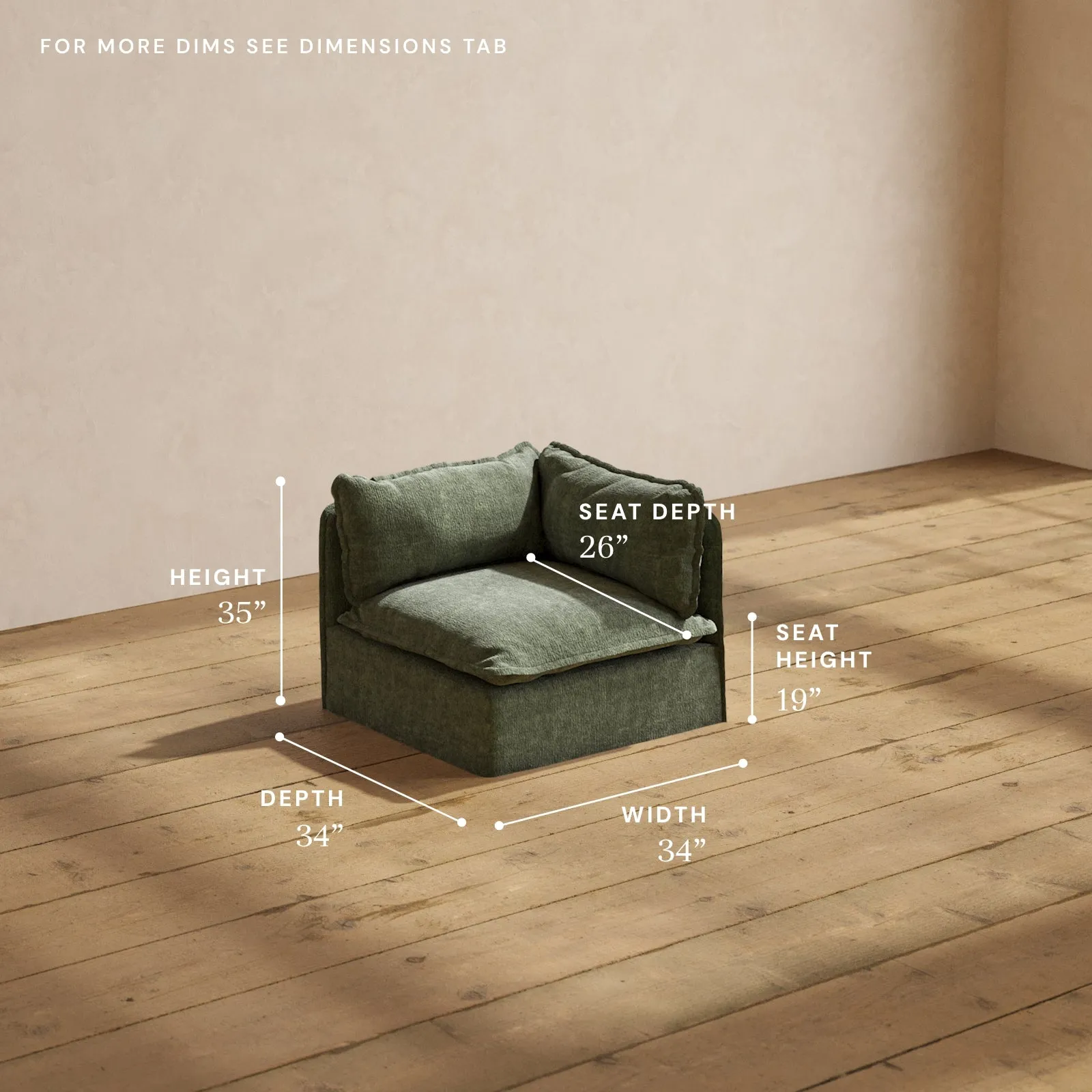 Modular Performance End Chair in Willow | Deluxe Blend
