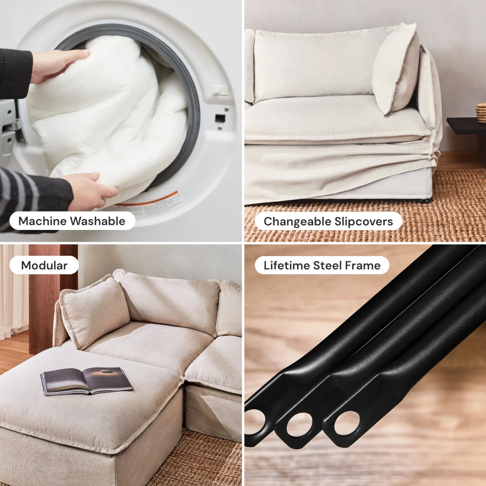 Modular Performance Ottoman in Eggshell | Deluxe Blend