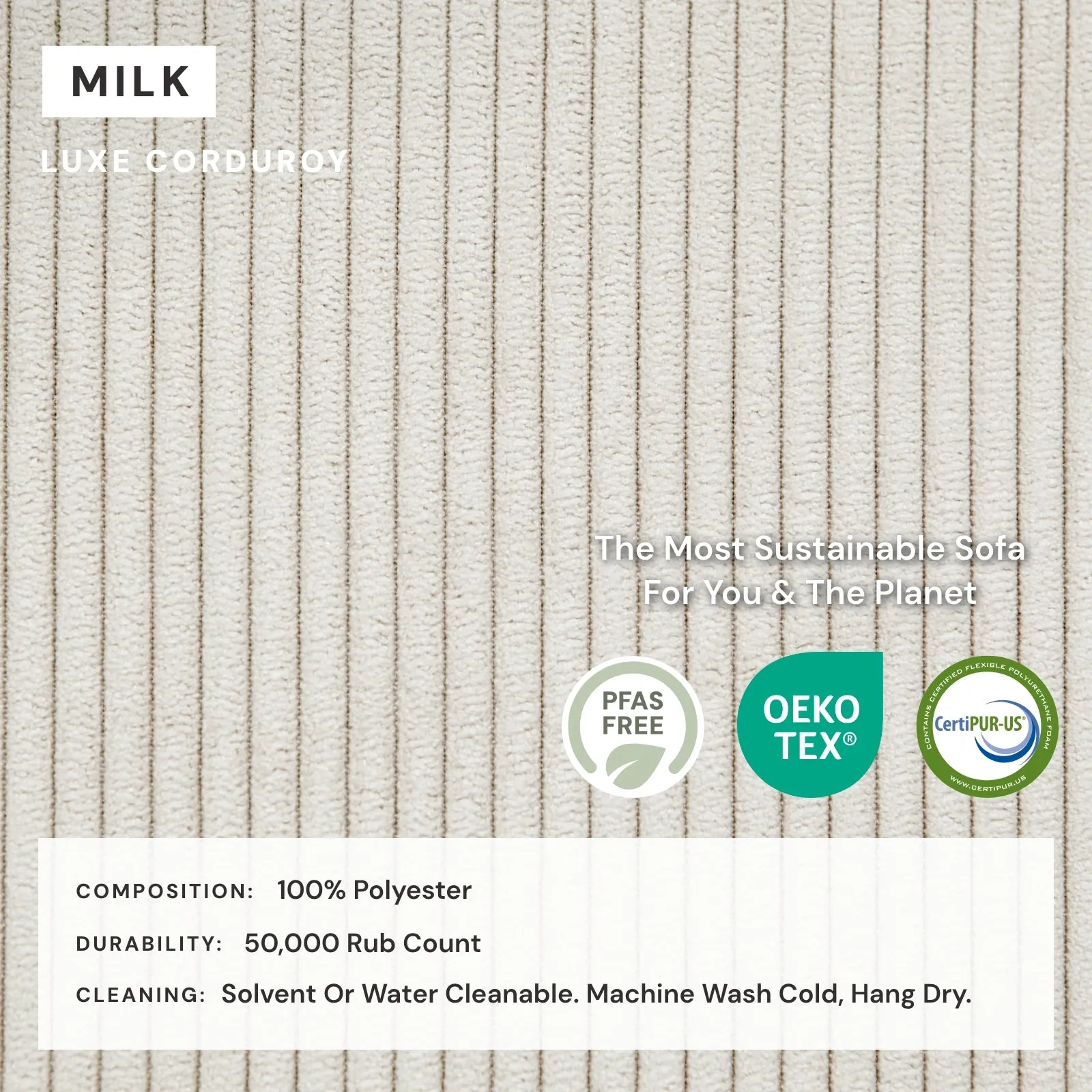 Modular Washable 3-Seater Sectional in Milk | Deluxe  Seat | Cloud Pillow