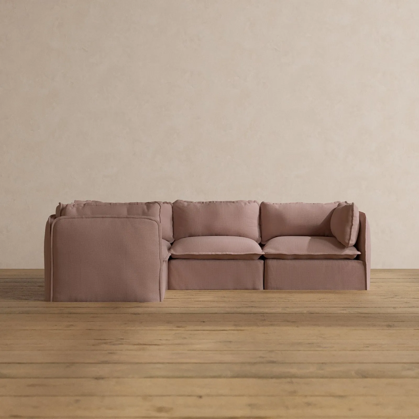 Modular Washable 4-Seater Corner Sectional in Sakura | Deluxe  Seat | Cloud Pillow