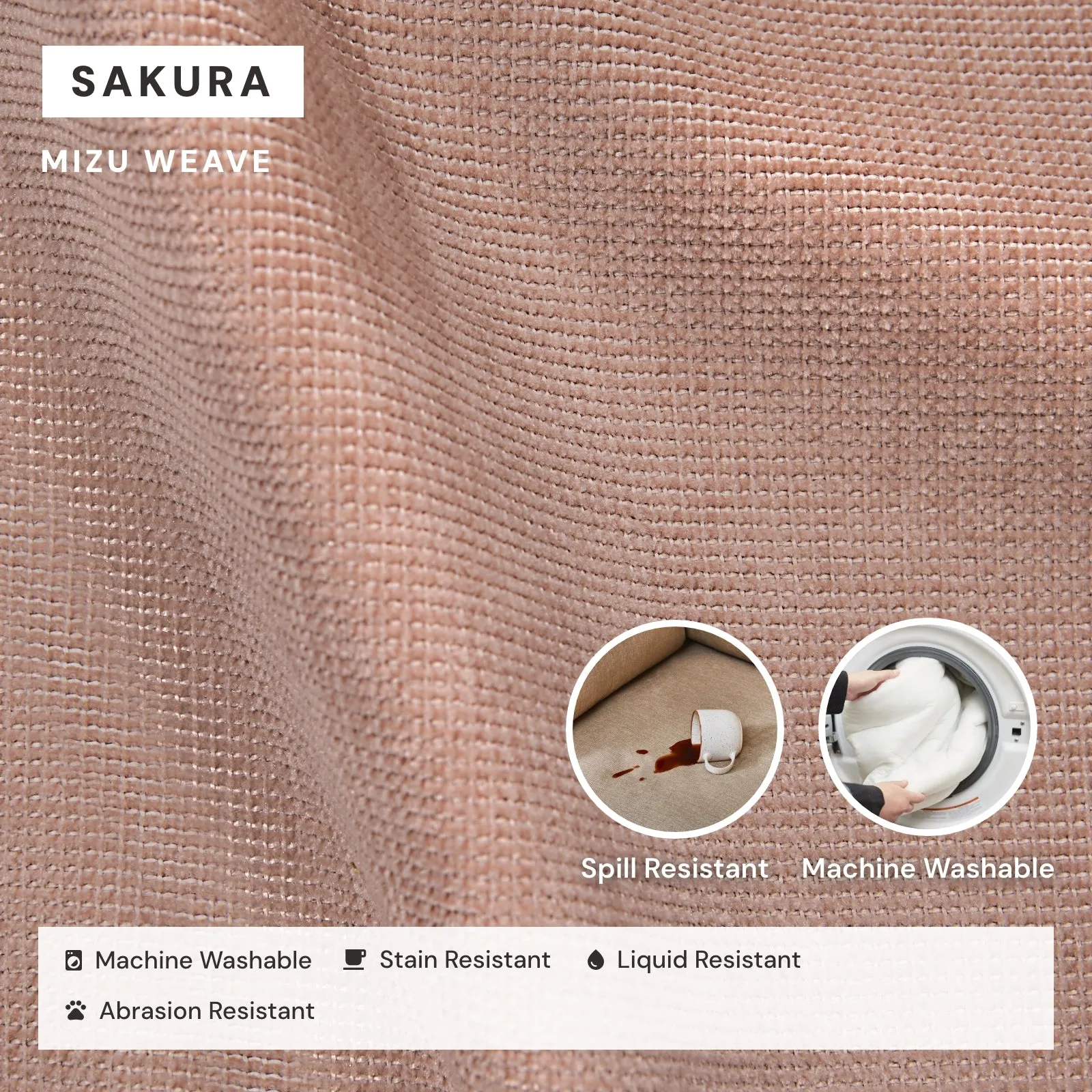 Modular Washable 4-Seater Corner Sectional in Sakura | Deluxe  Seat | Cloud Pillow