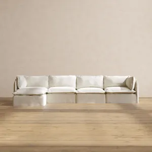 Modular Washable 4-Seater Sectional in Eggshell | Memorix  Seat | Contour Pillow