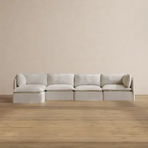 Modular Washable 4-Seater Sectional in Powder | Deluxe  Seat | Cloud Pillow