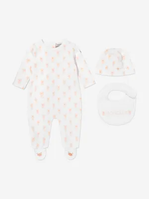 Moncler Enfant Baby Cotton Babygrow Set in White