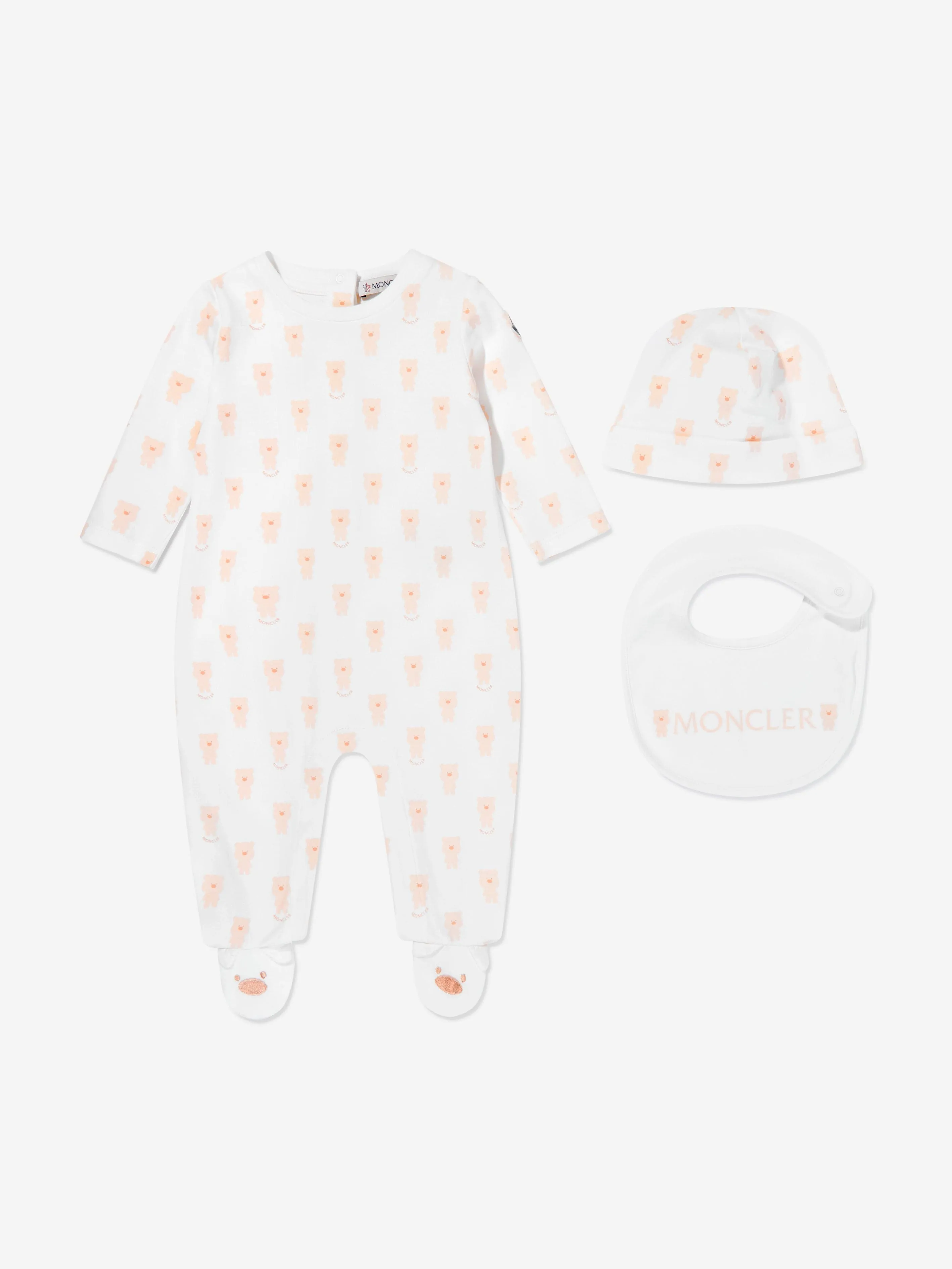 Moncler Enfant Baby Cotton Babygrow Set in White