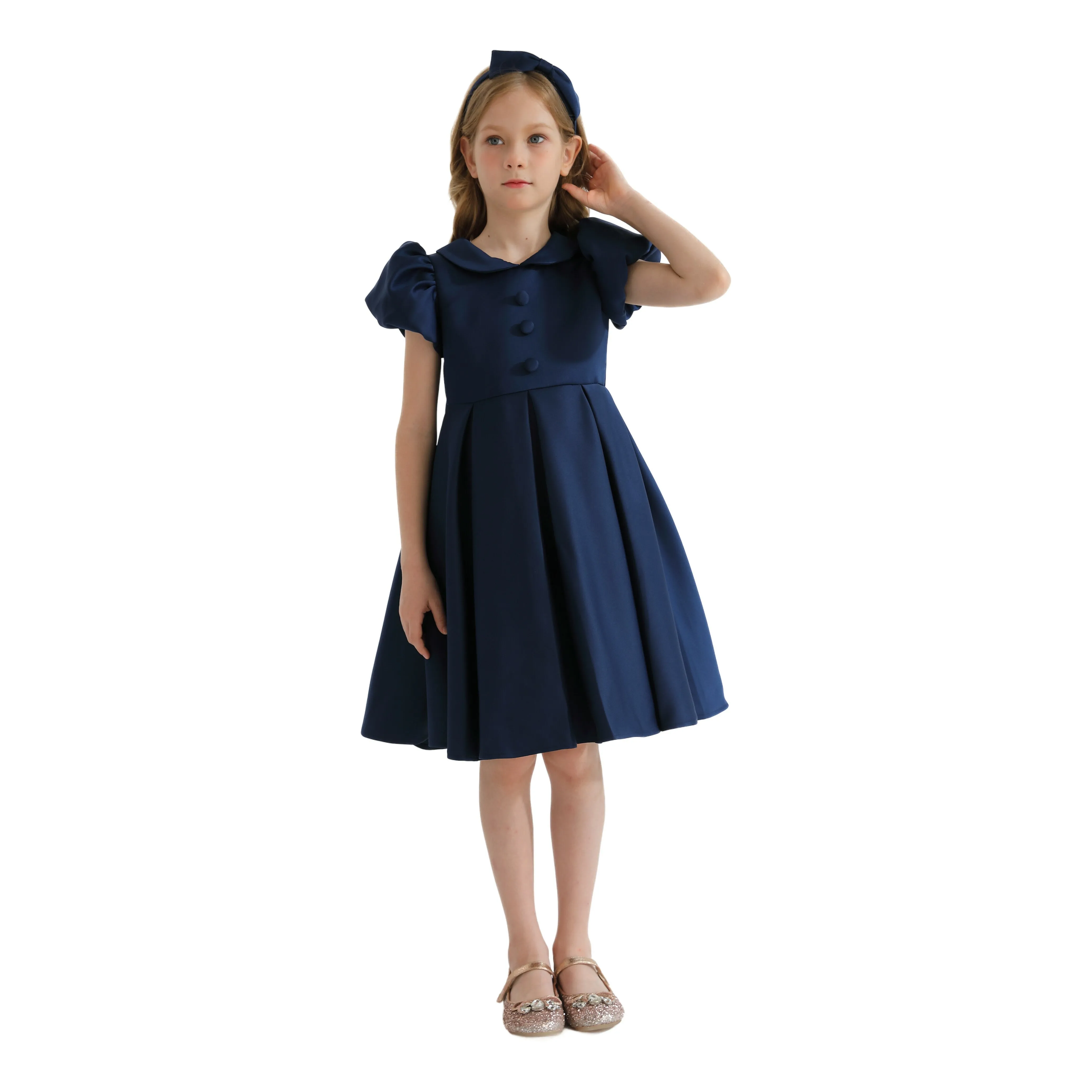 Navy Barrymore Teacup Button Dress