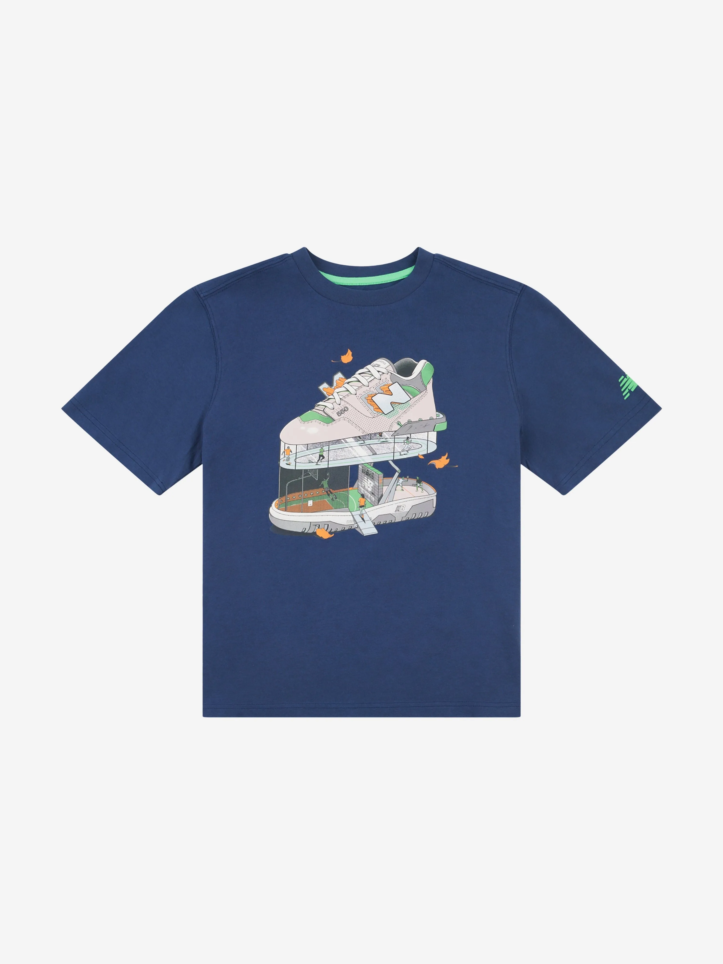 New Balance Boys Fitness Centre Illustrated Graphic T-Shirt in Navy