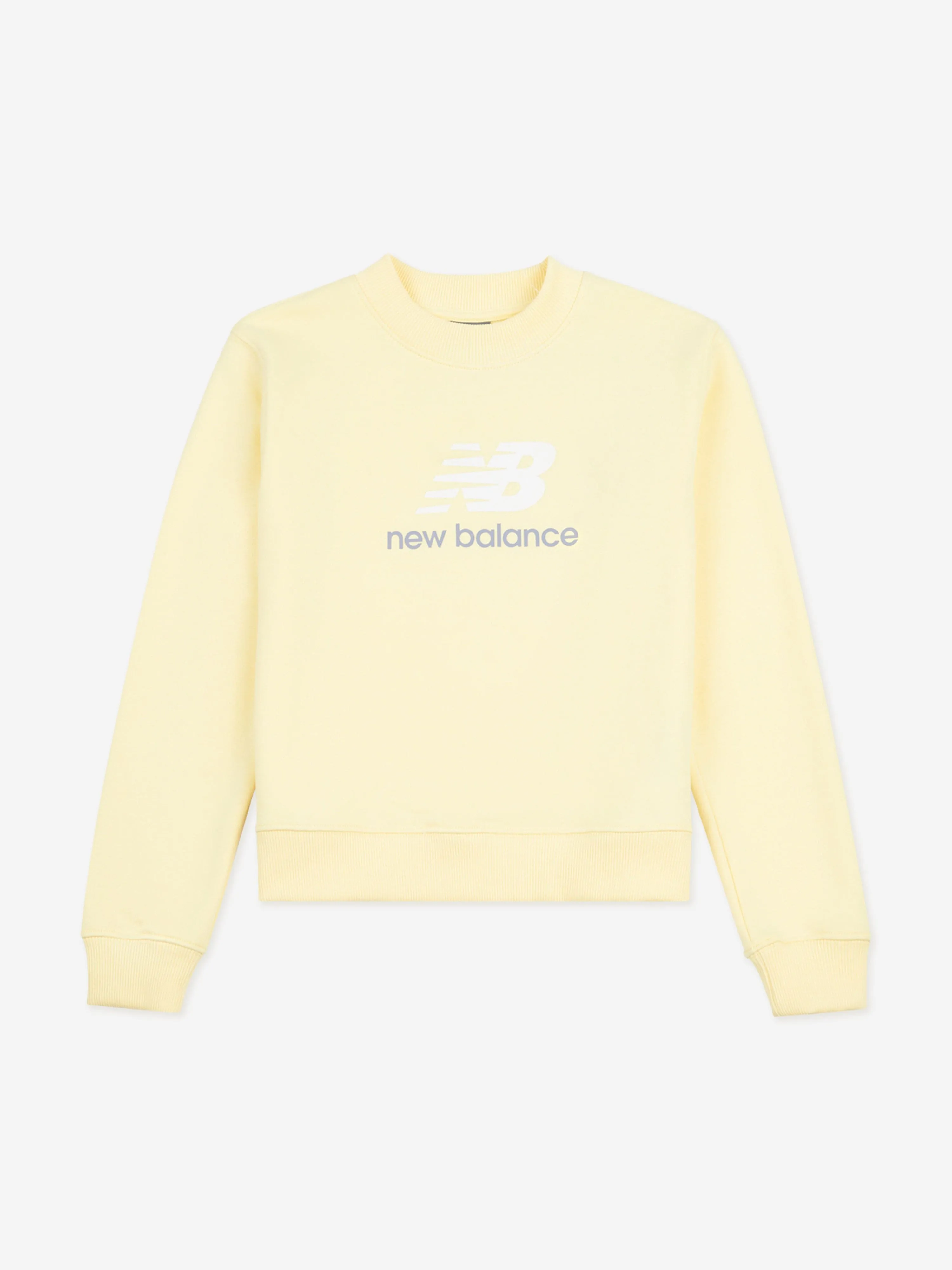 New Balance Girls French Terry Stacked Logo Sweatshirt in Yellow