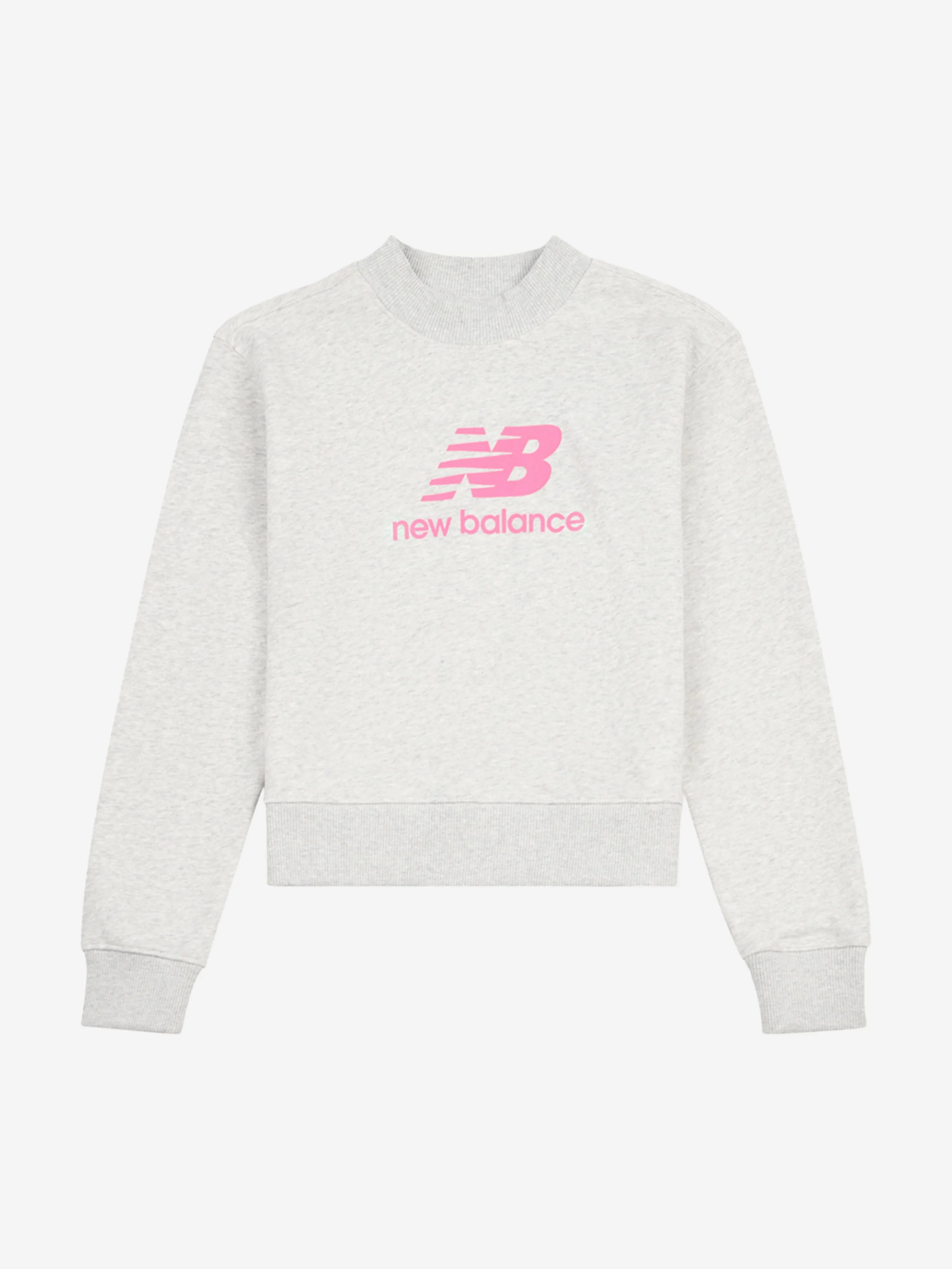 New Balance Girls Stacked Logo Sweatshirt and Leggings Set in Grey