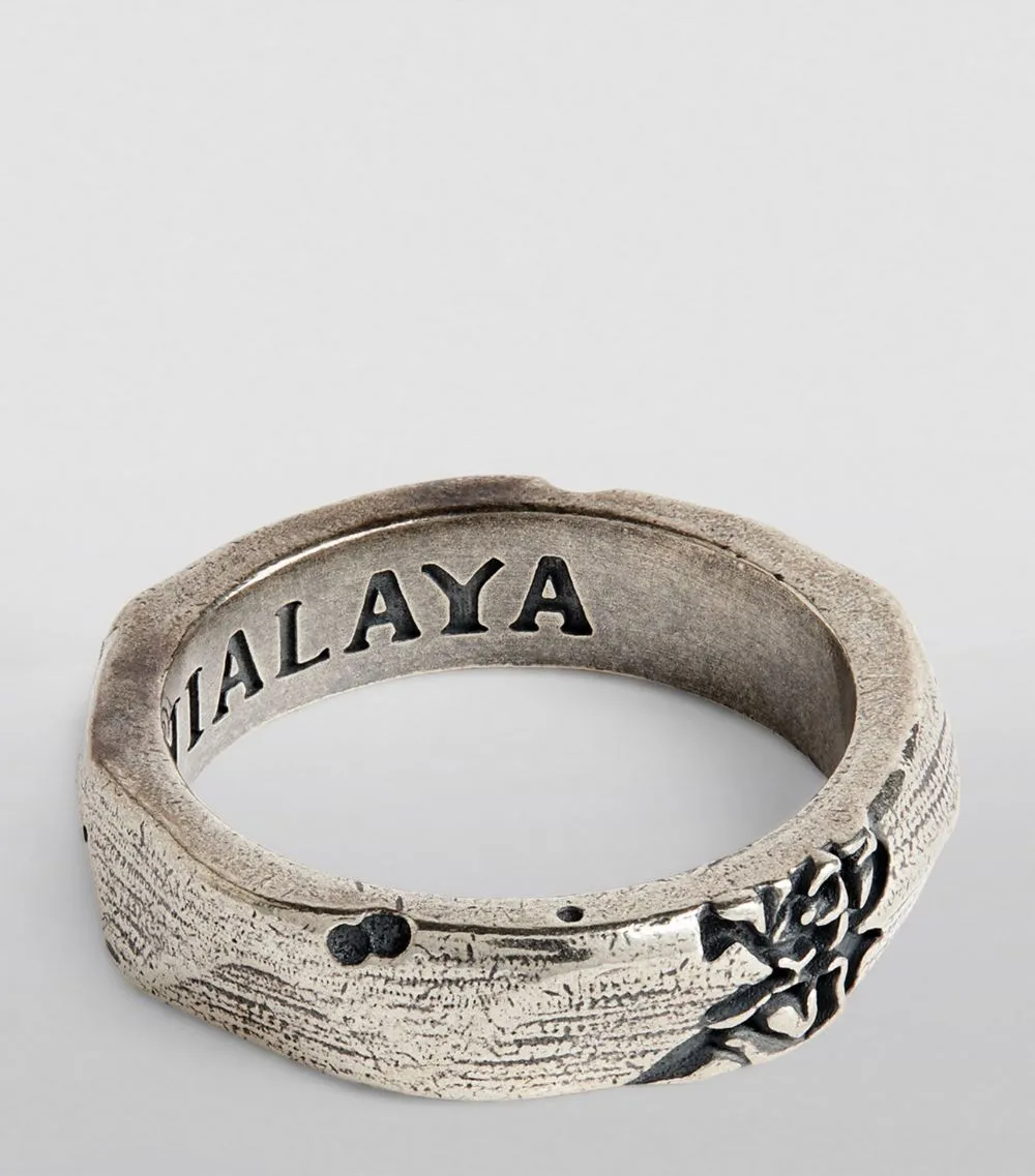 Nialaya Men's Carved Vintage Silver Ring
