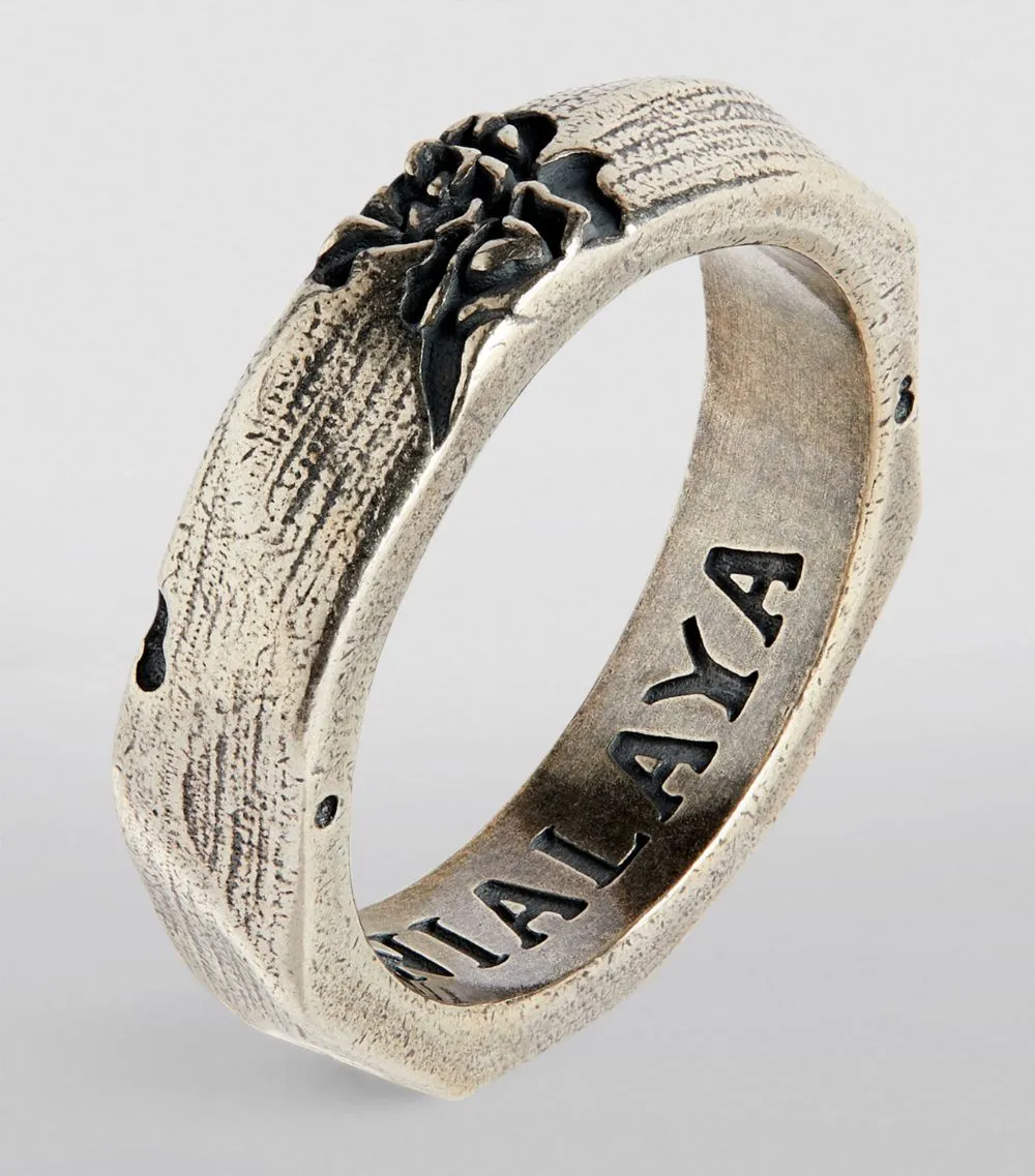 Nialaya Men's Carved Vintage Silver Ring