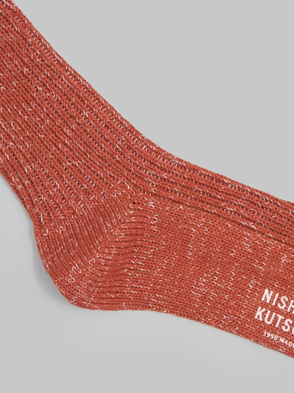 Nishiguchi Kutsushita Hemp Cotton Ribbed Socks Boston Brick