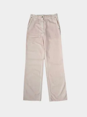 Pantaloni Rosa Chiaro In Denim Effetto Delavé