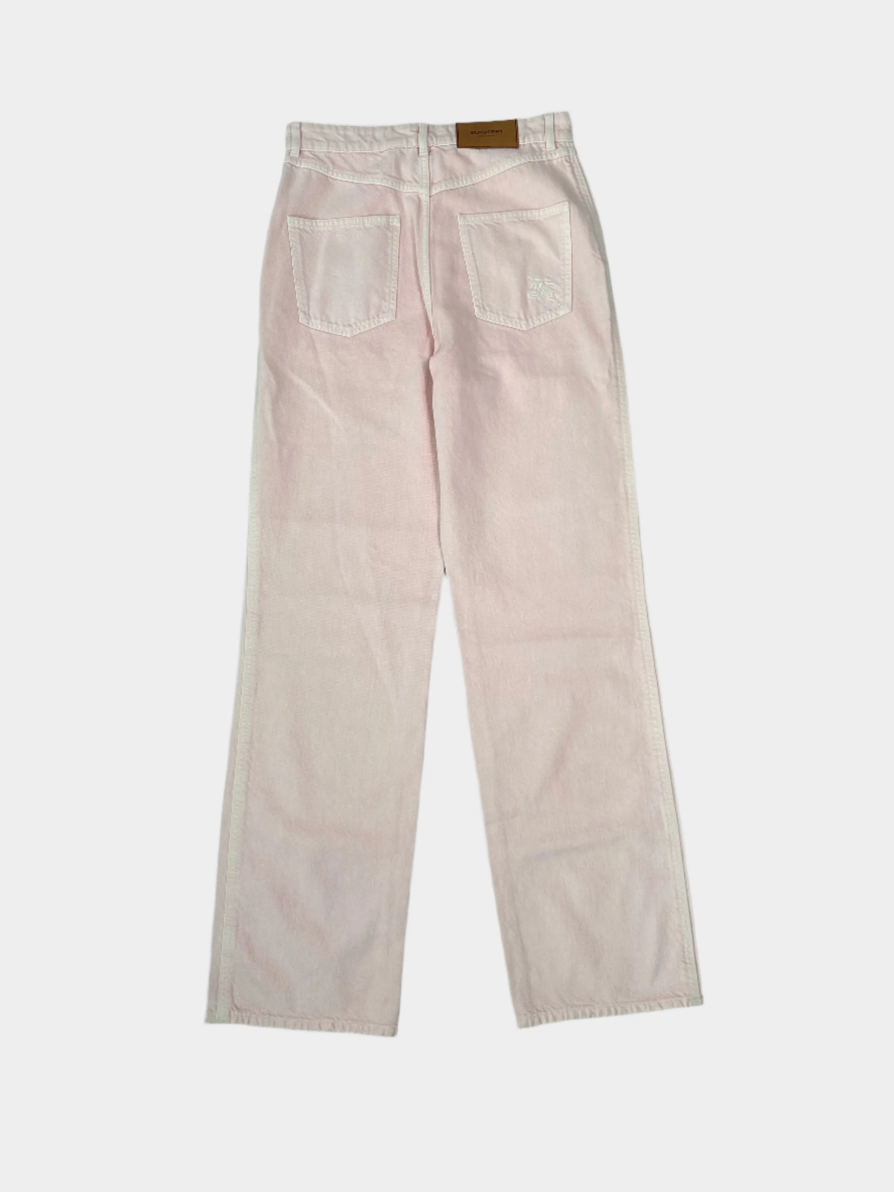 Pantaloni Rosa Chiaro In Denim Effetto Delavé