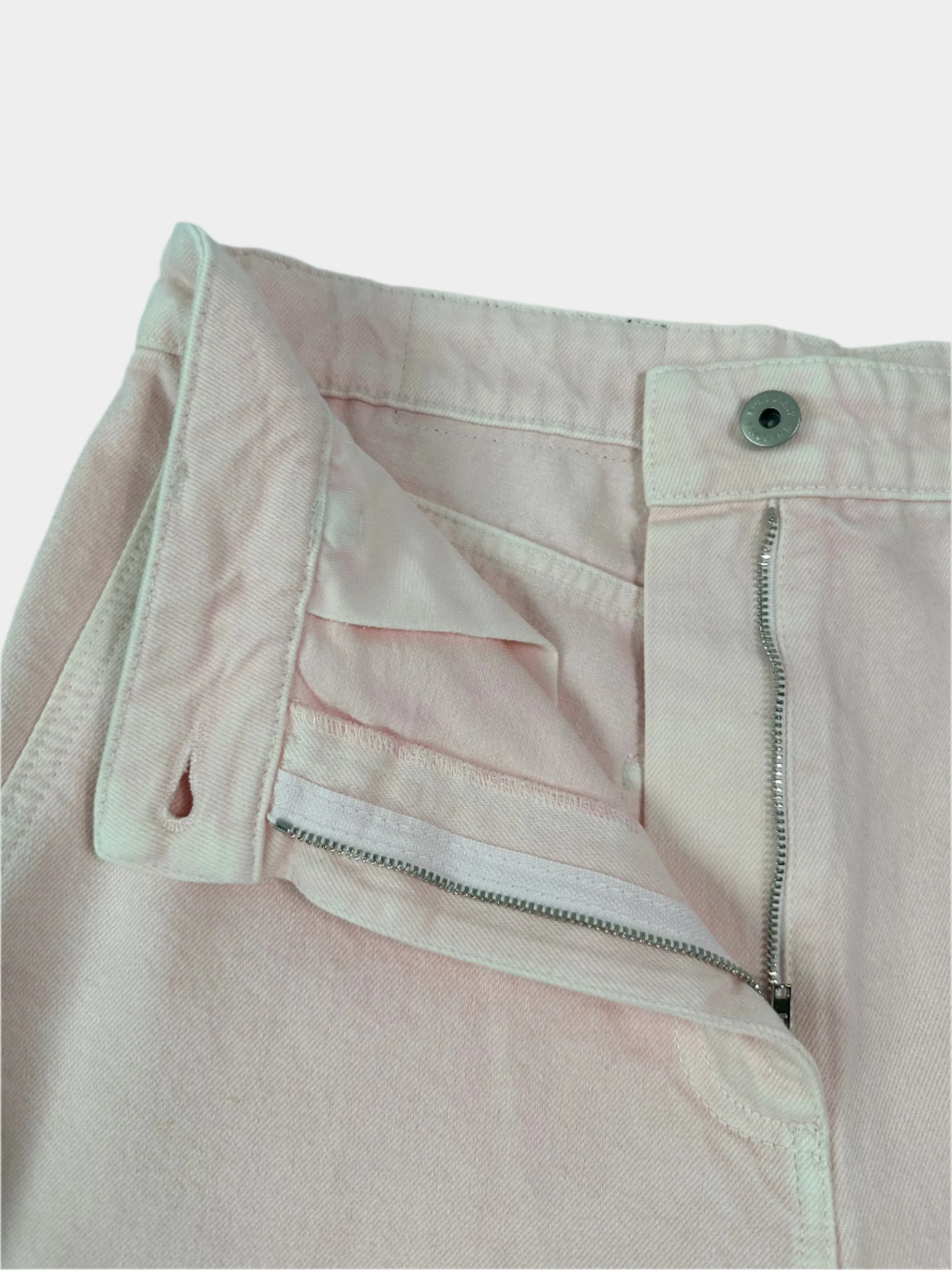 Pantaloni Rosa Chiaro In Denim Effetto Delavé