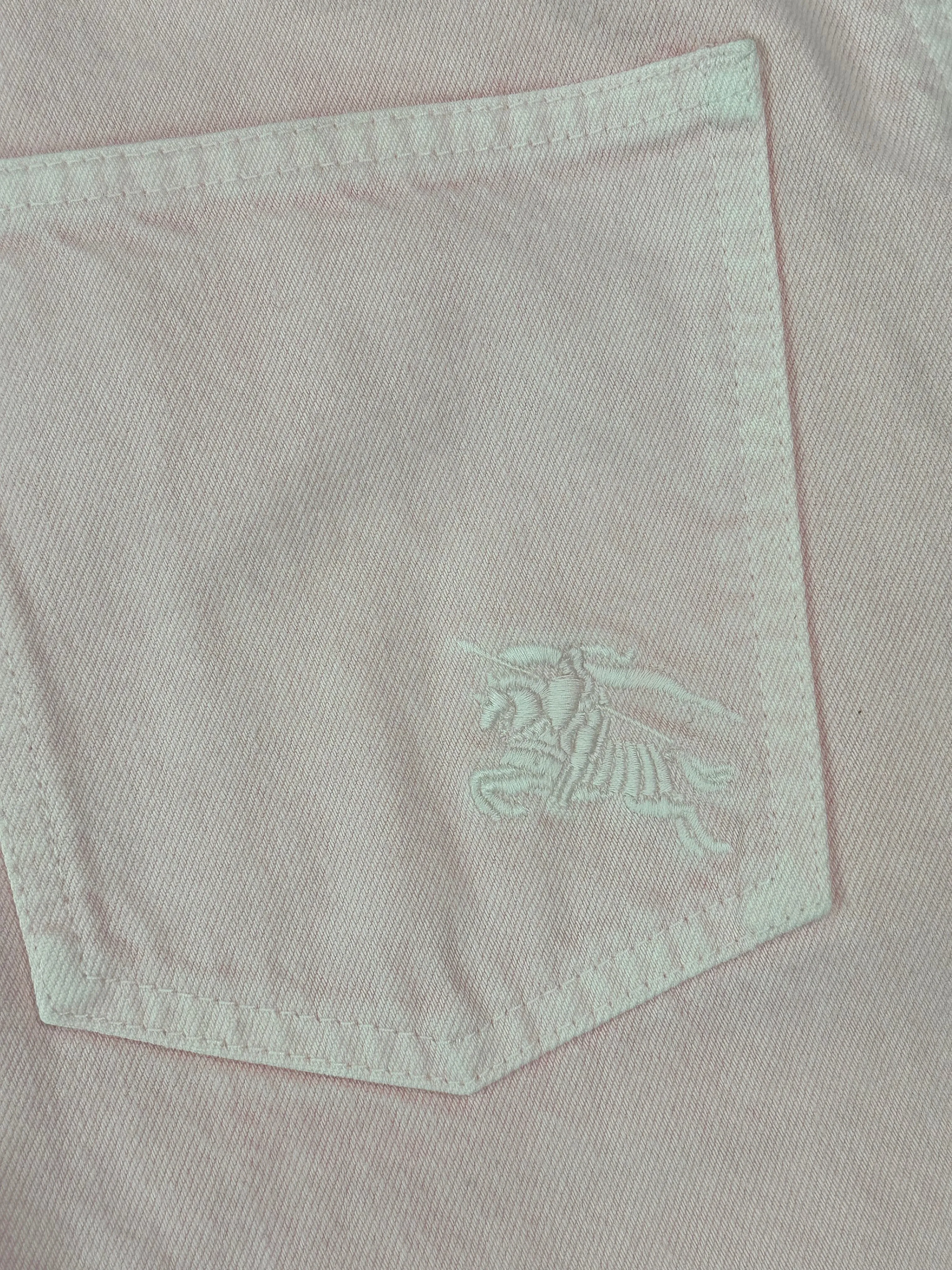 Pantaloni Rosa Chiaro In Denim Effetto Delavé