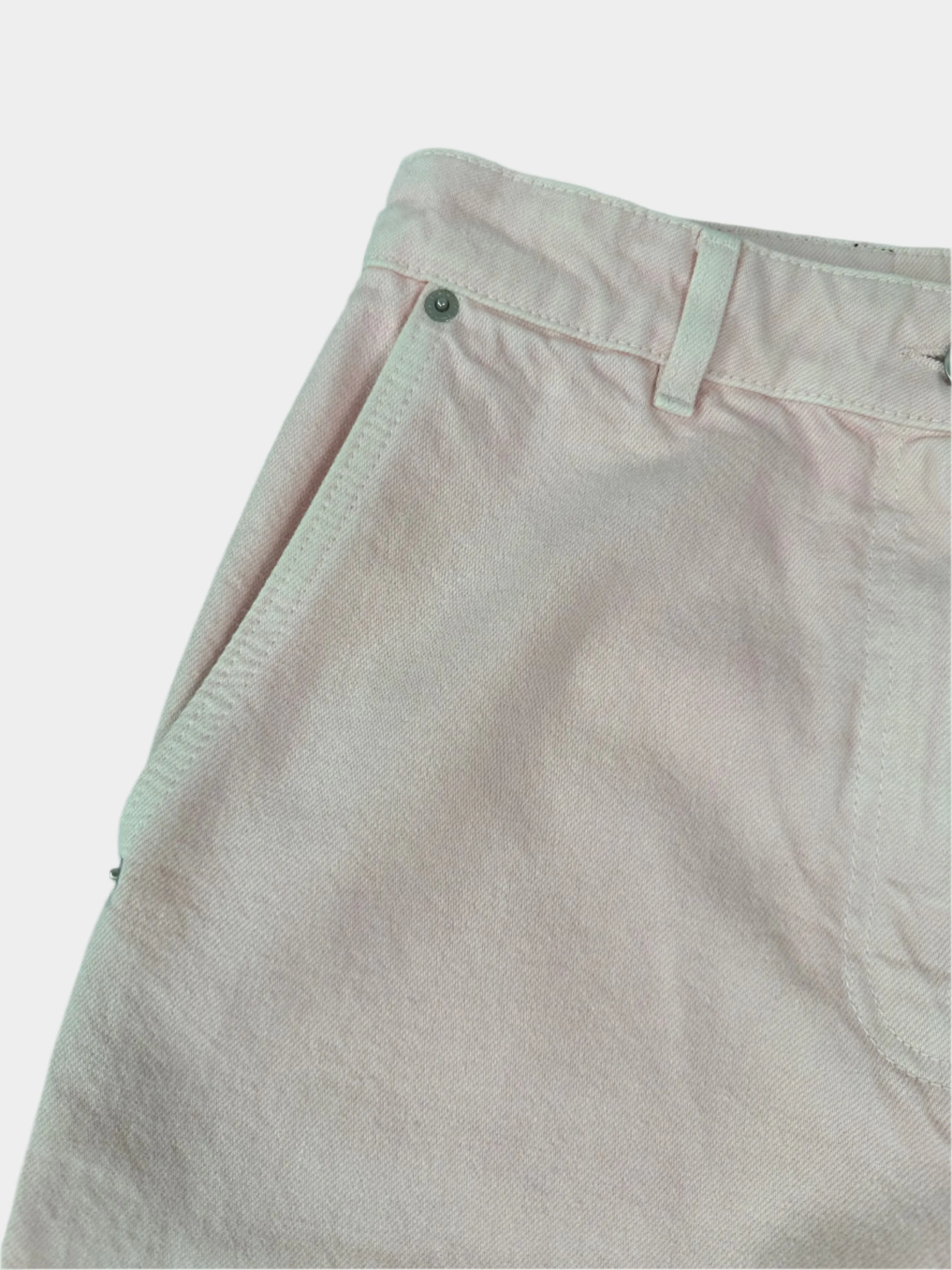Pantaloni Rosa Chiaro In Denim Effetto Delavé