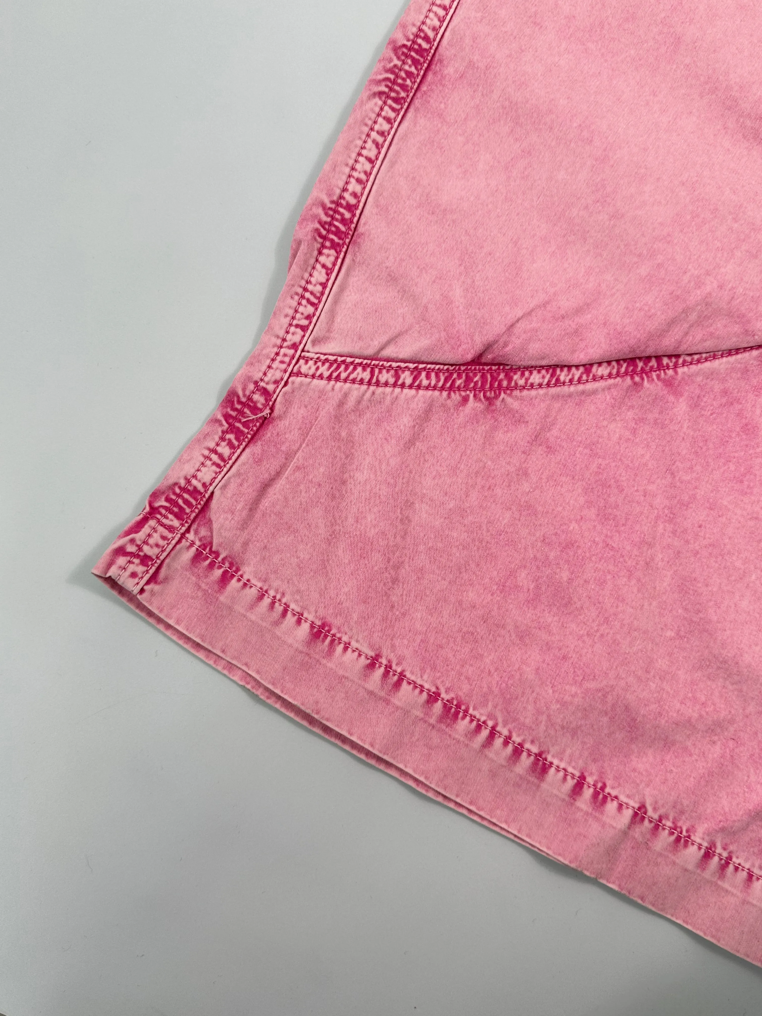 Pantaloni Rosa In Cotone Effetto Denim Con Cuciture Decorative