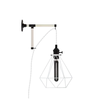 Plug-in L-Bracket Wall Sconce: Black and White