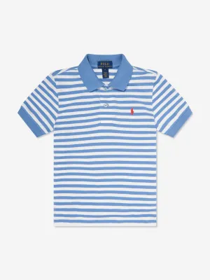 Ralph Lauren Boys Striped Logo Polo Shirt in Blue