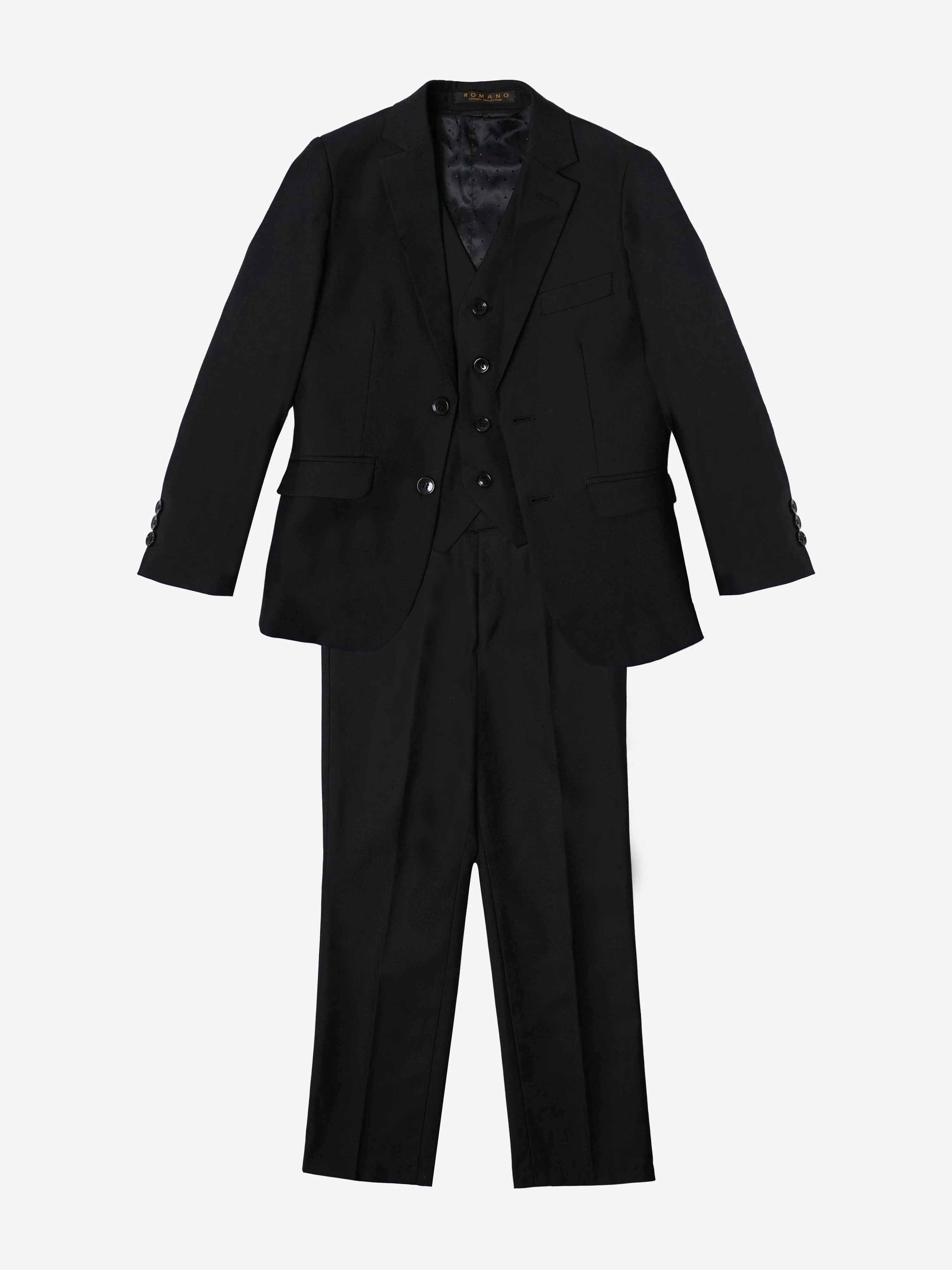 Romano Boys 3 Piece Suit in Black