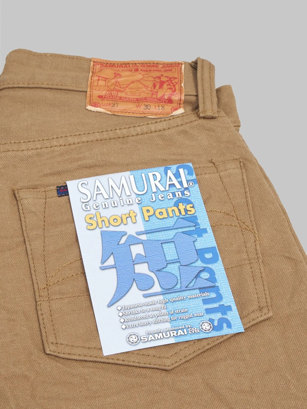 Samurai Jeans S310SPⅡ 15oz Selvedge Chino Shorts Khaki