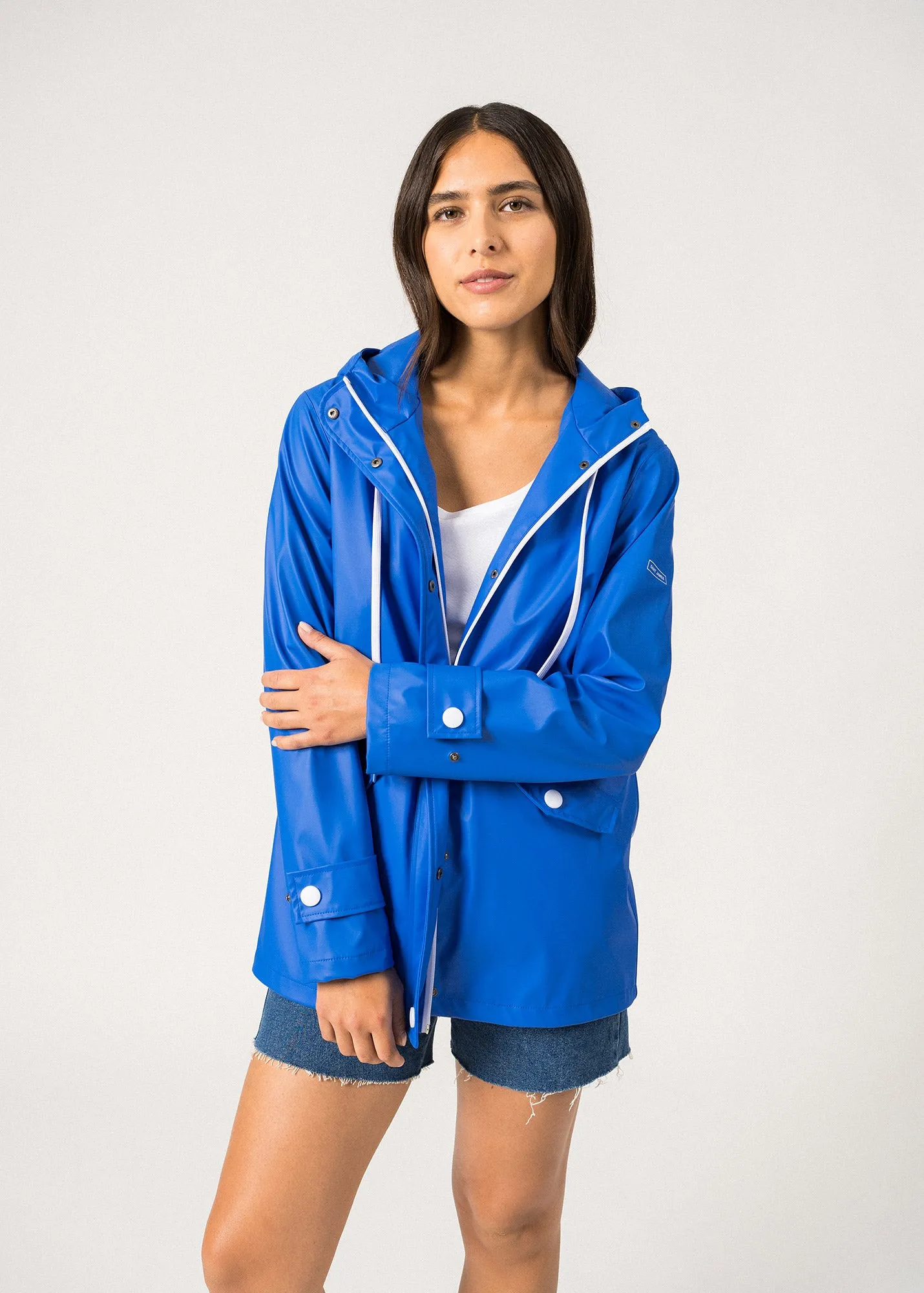 ST GAIA - Waterproof Rain Jacket with Hood for Women (MER BLUE)