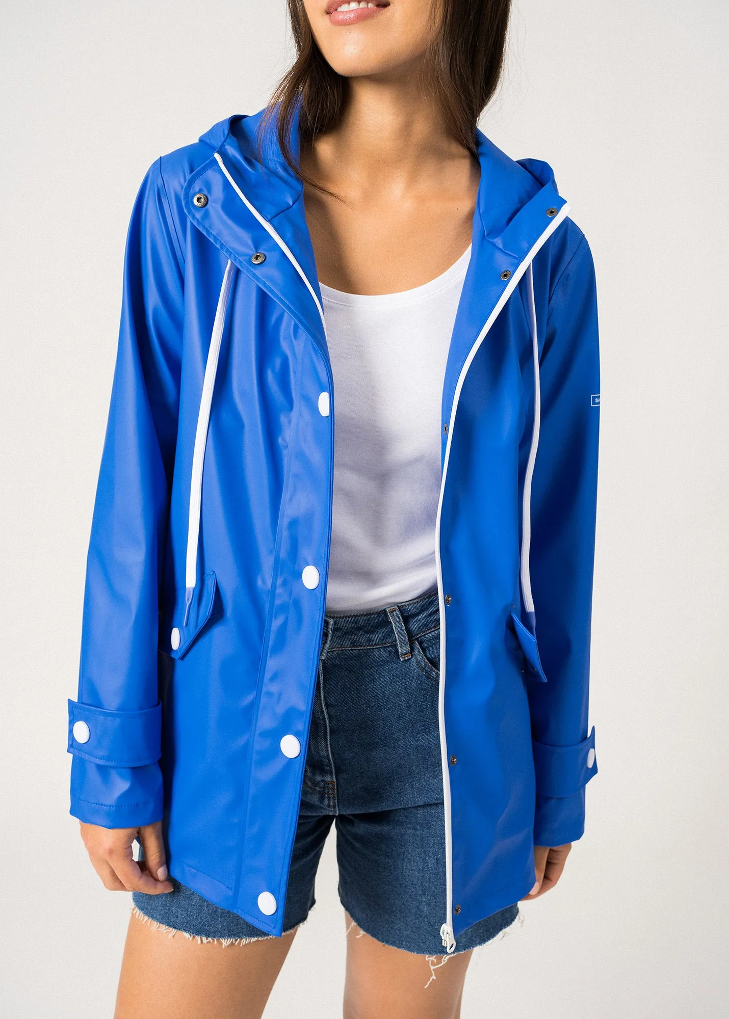 ST GAIA - Waterproof Rain Jacket with Hood for Women (MER BLUE)