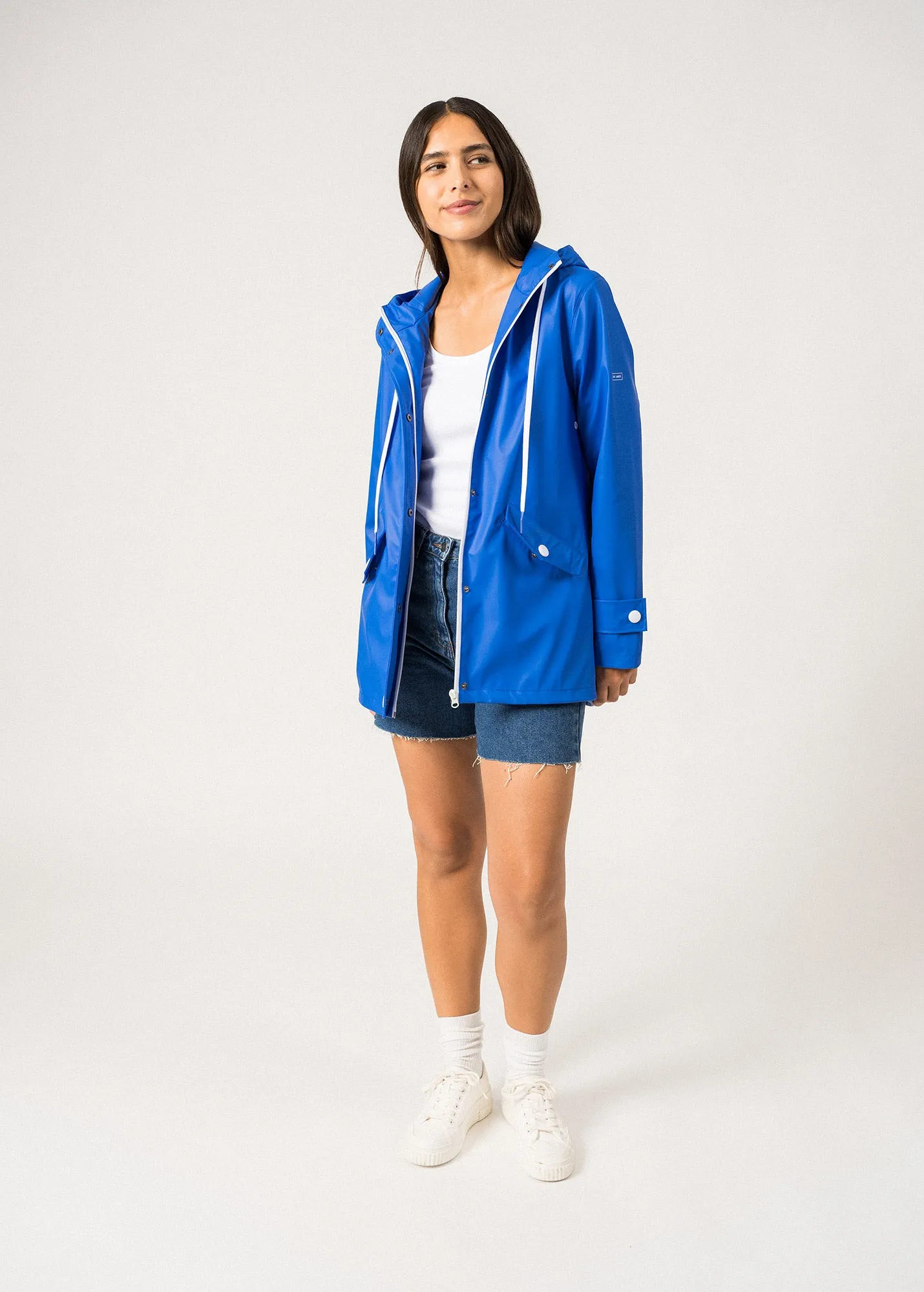 ST GAIA - Waterproof Rain Jacket with Hood for Women (MER BLUE)