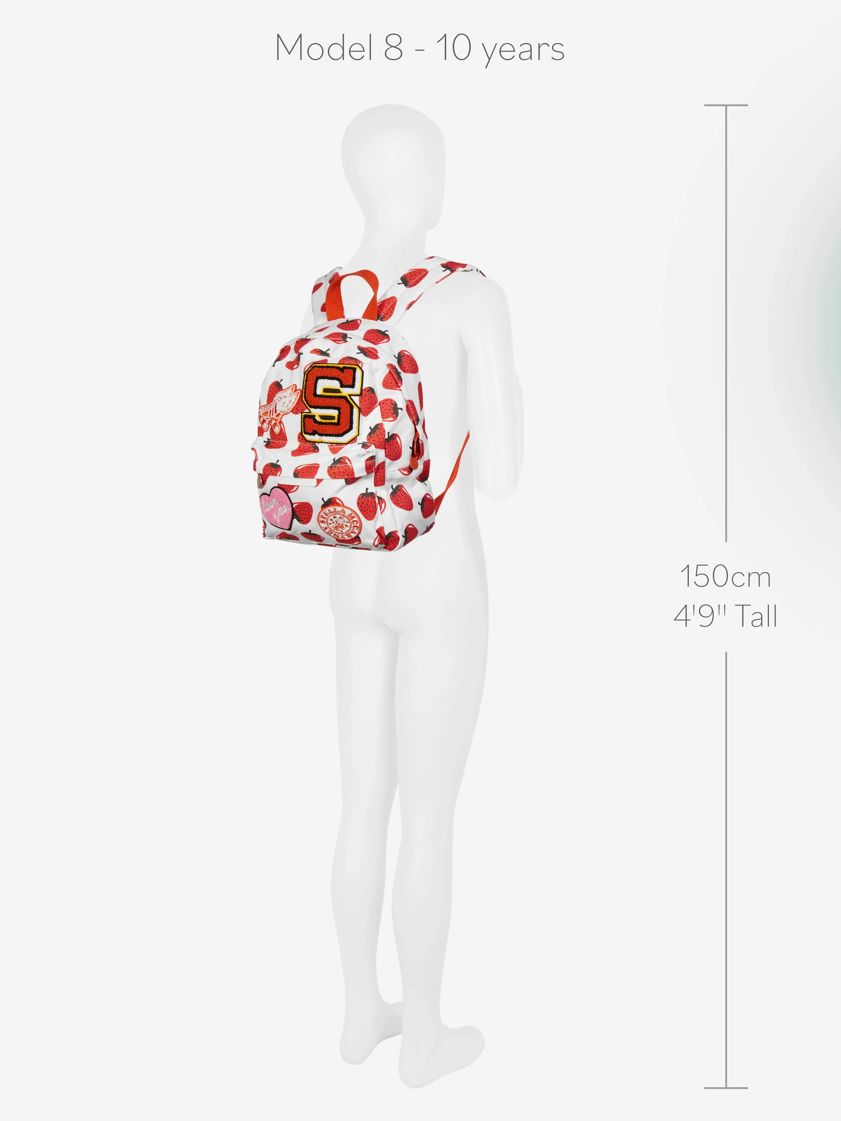 Stella McCartney Girls Strawberry Backpack in Red (32cm)