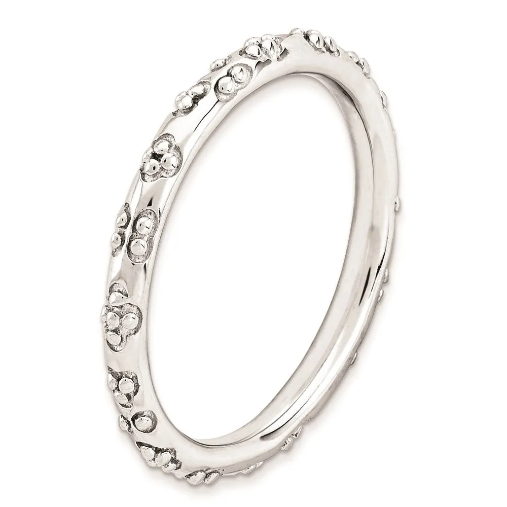 Sterling Silver Stackable Expressions Rhodium Textured Ring | QSK1615